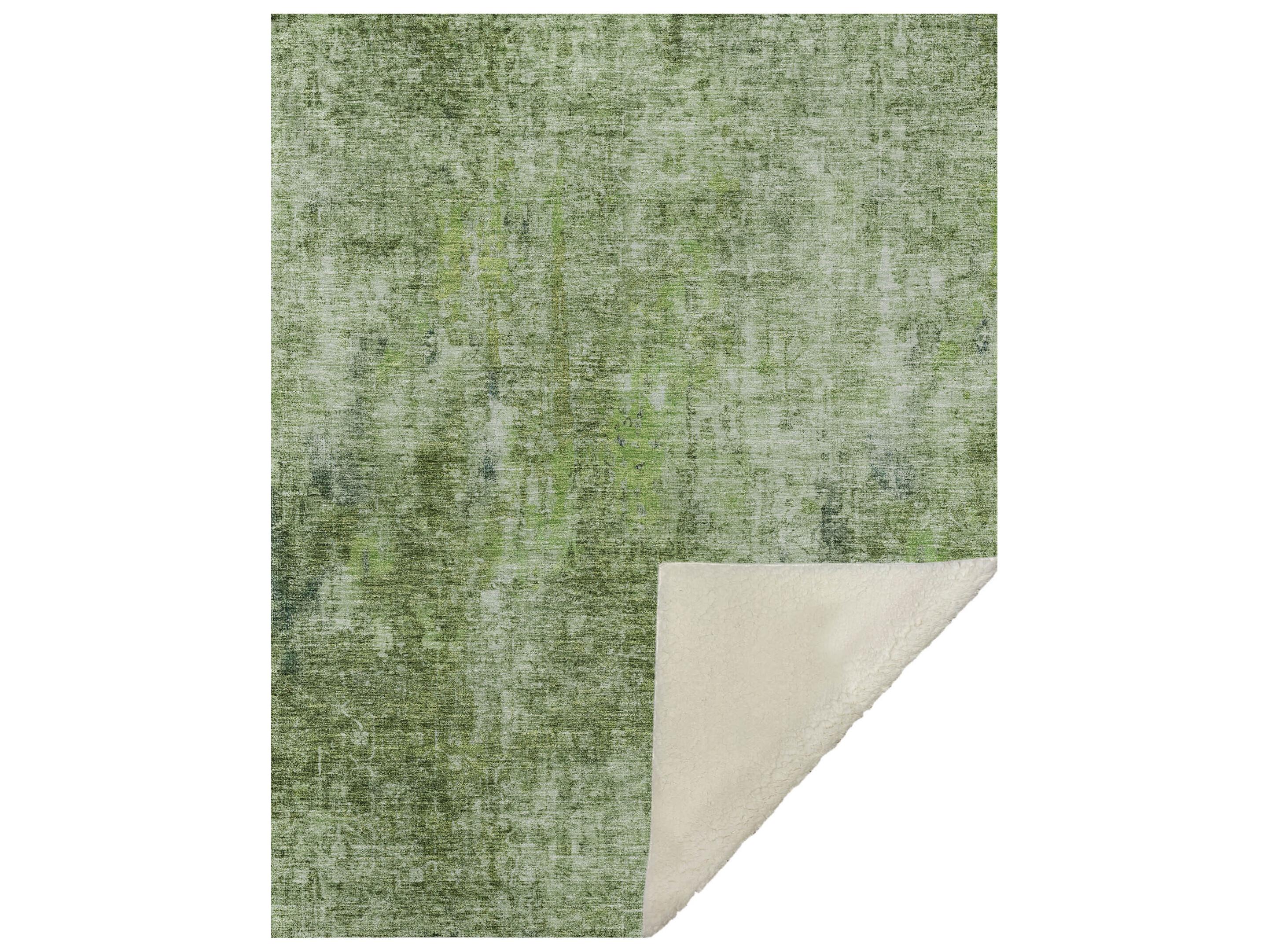Dalyn Sherpa Green Polyester Throw