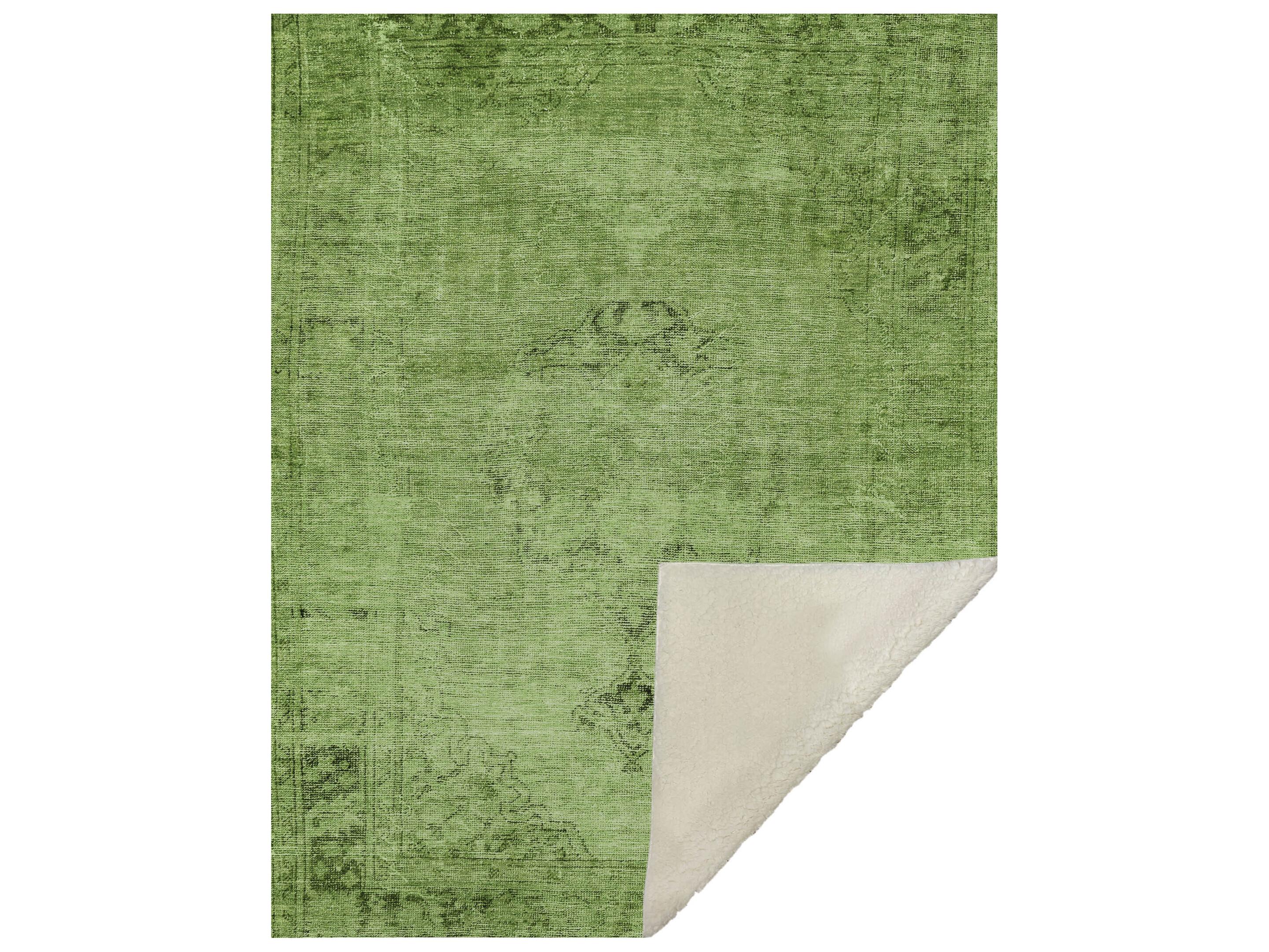 Dalyn Sherpa Green Polyester Throw