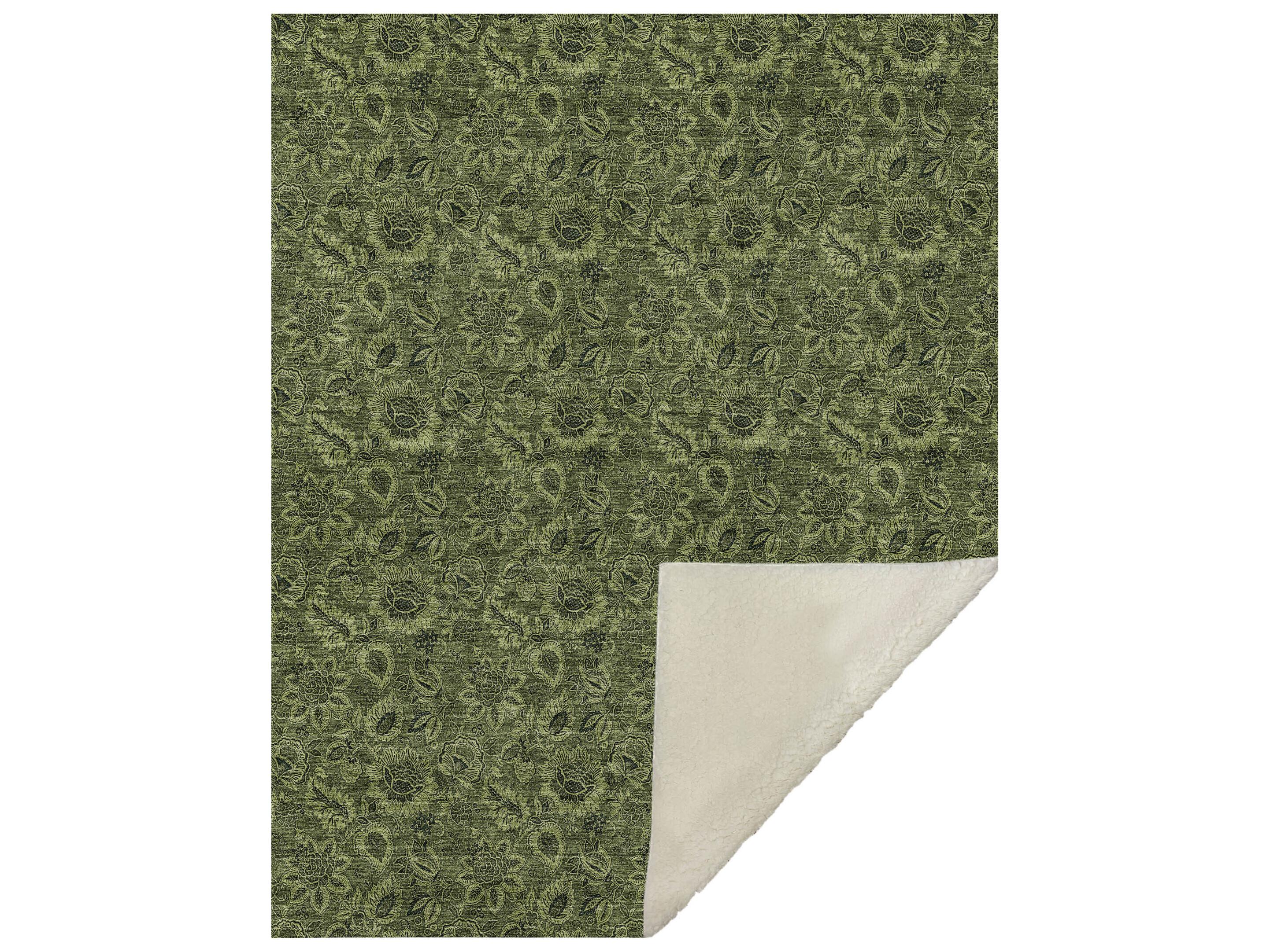 Dalyn Sherpa Green Polyester Throw