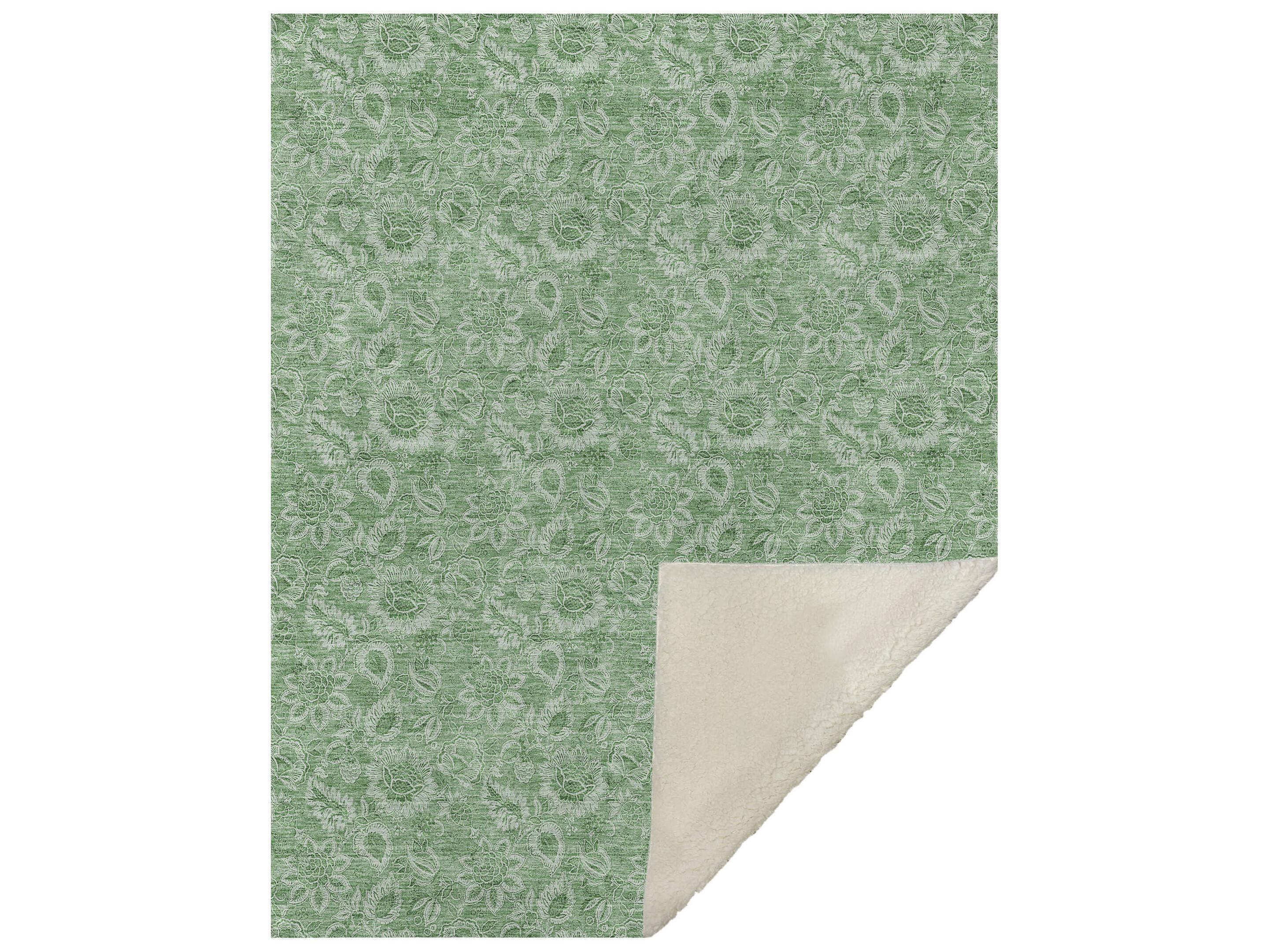 Dalyn Sherpa Green Polyester Throw