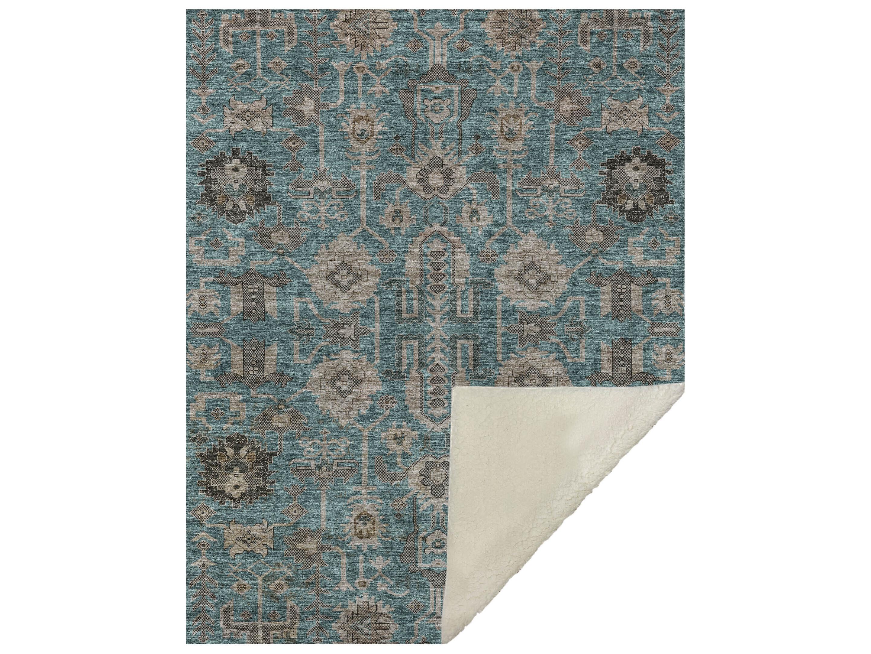 Dalyn Sherpa Teal Polyester Throw