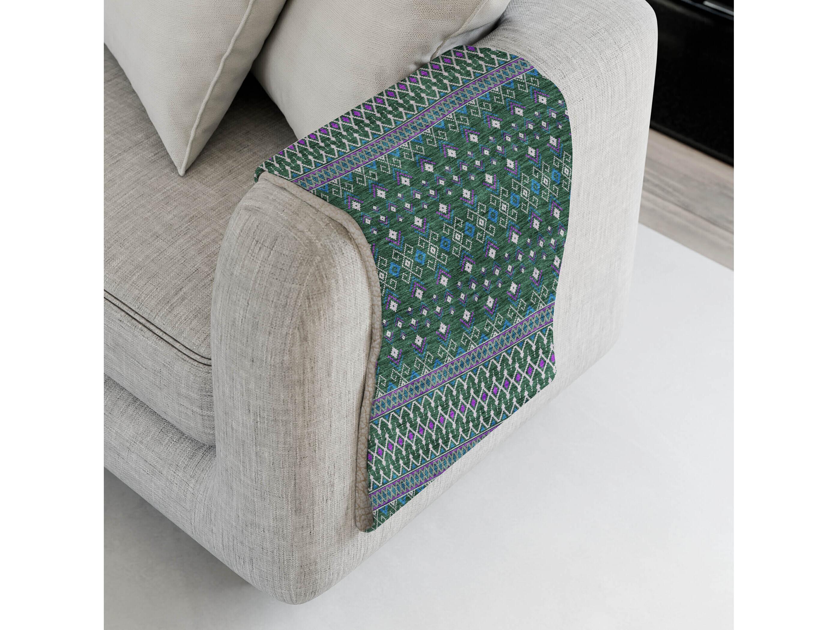 Dalyn Sherpa Green Polyester Throw