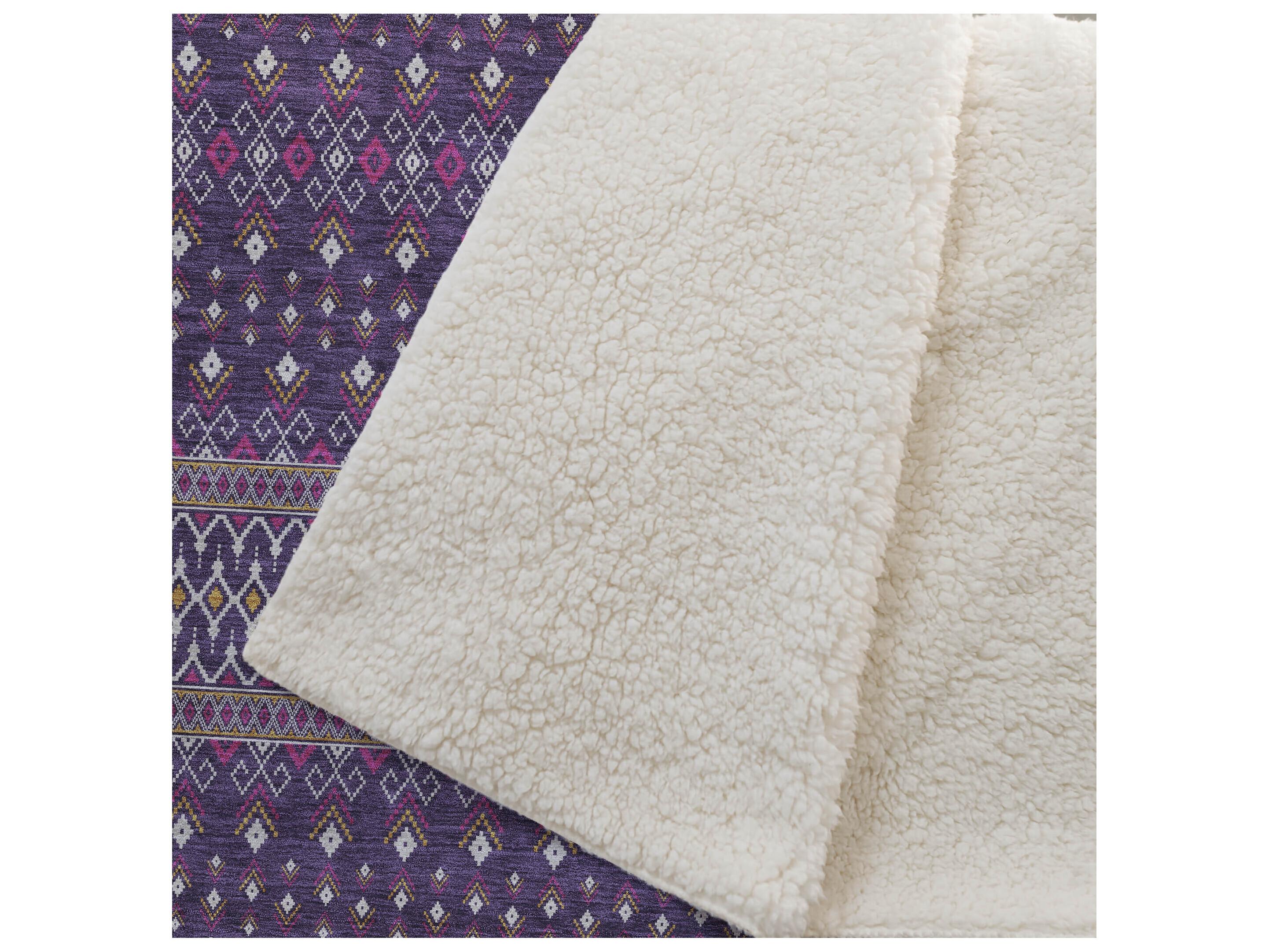 Dalyn Sherpa Purple Polyester Throw