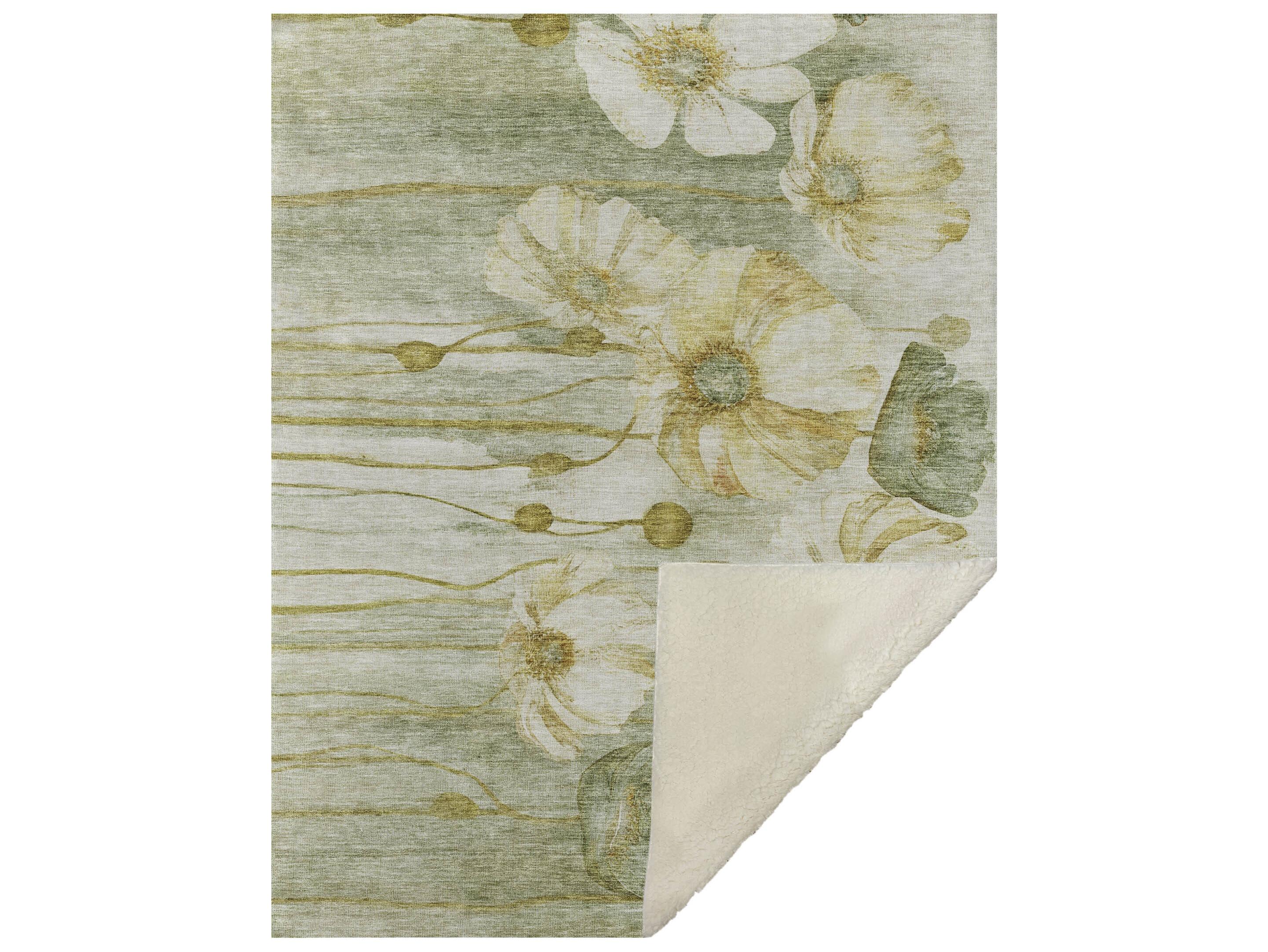 Dalyn Sherpa Green Polyester Throw