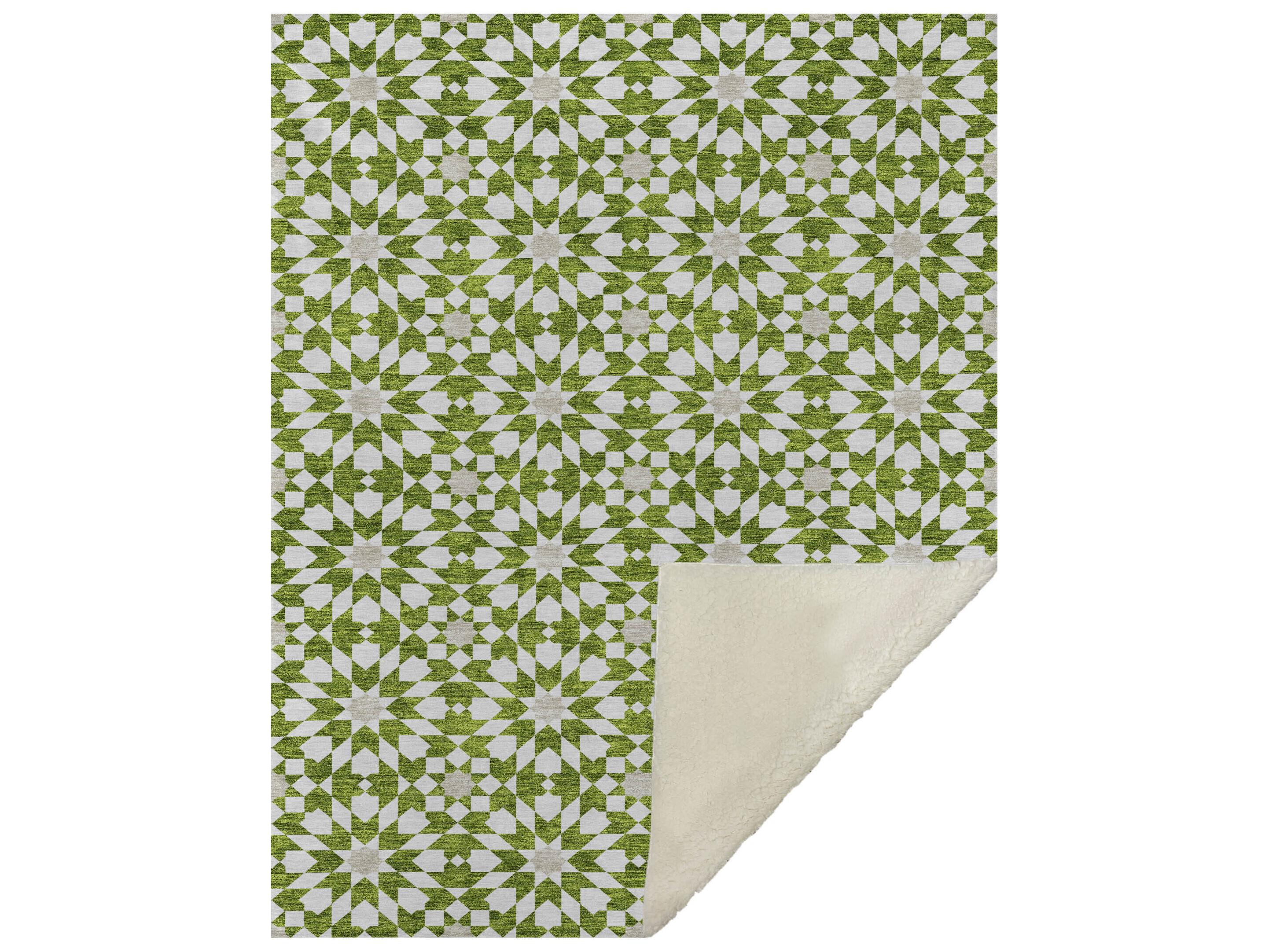 Dalyn Sherpa Green Polyester Throw