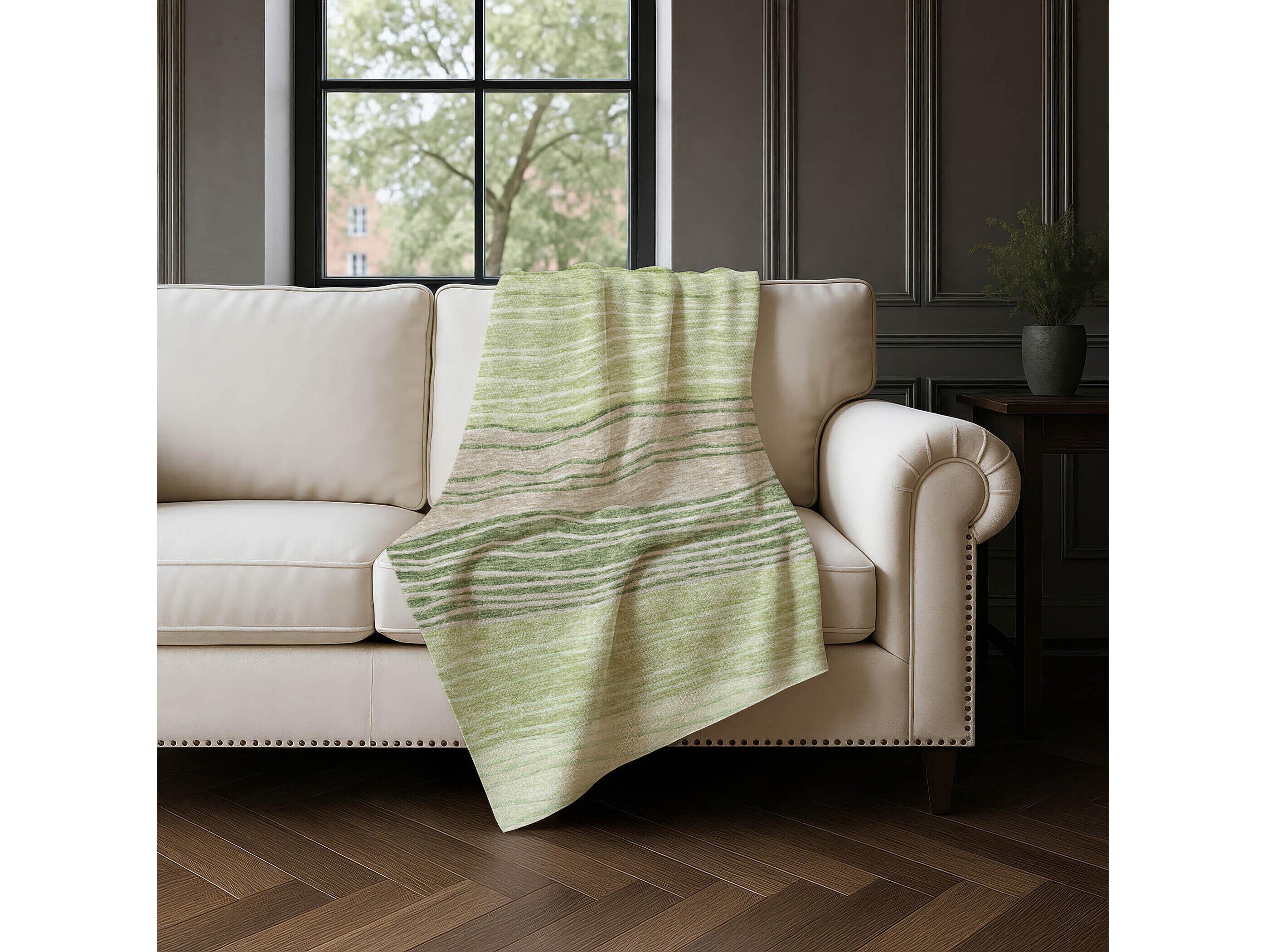 Dalyn Sherpa Green Polyester Throw