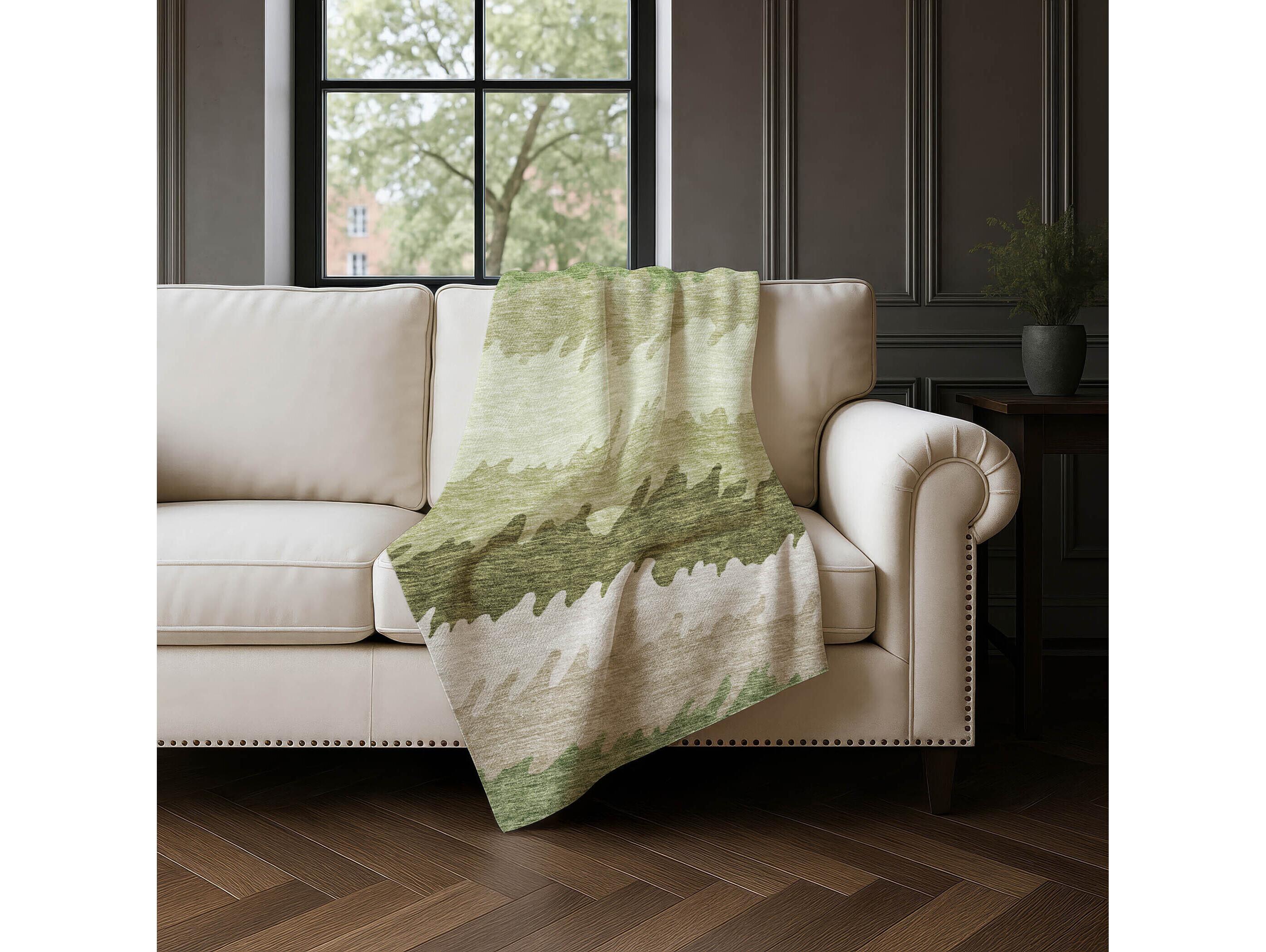 Dalyn Sherpa Green Polyester Throw