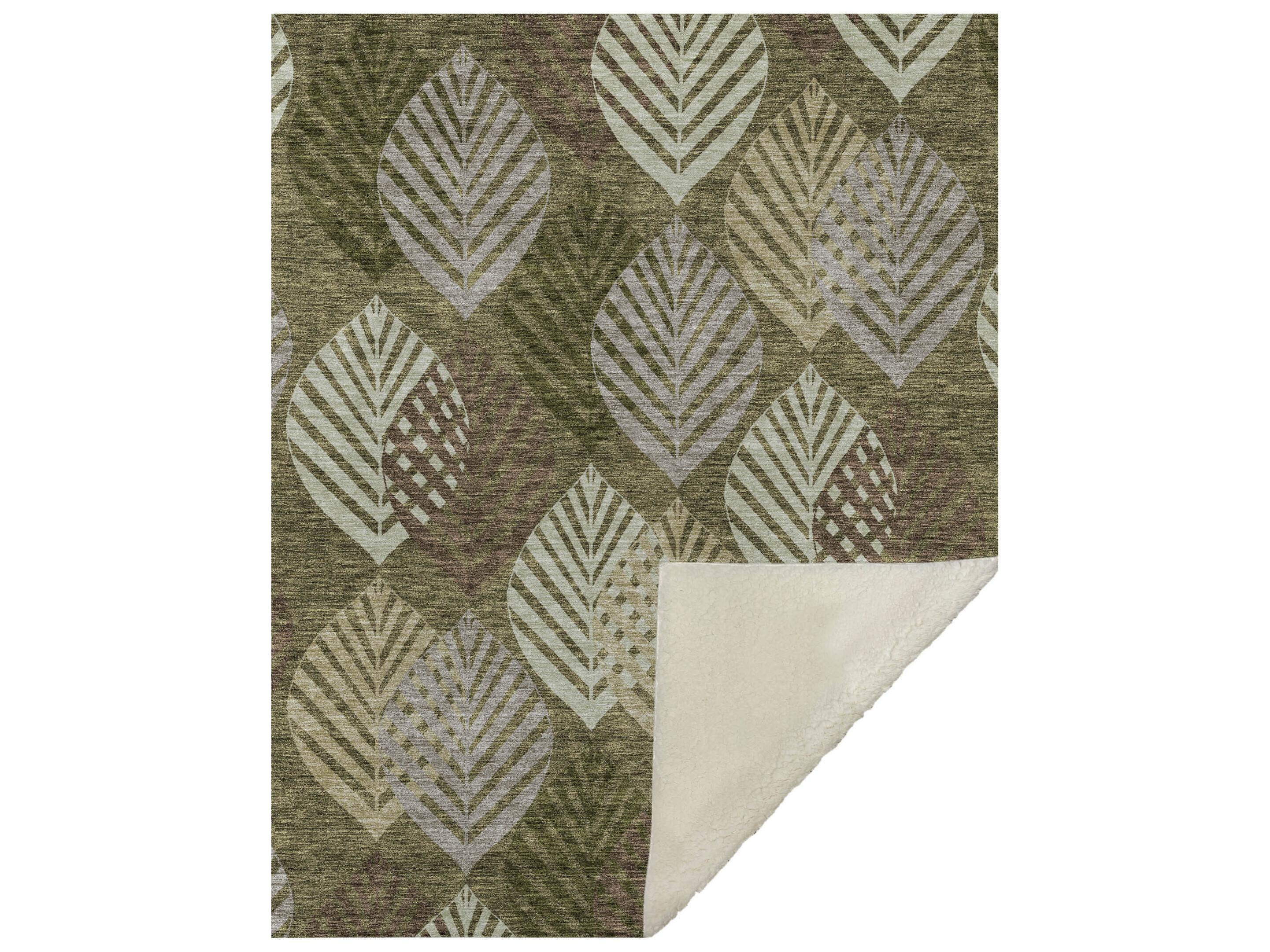 Dalyn Sherpa Green Polyester Throw