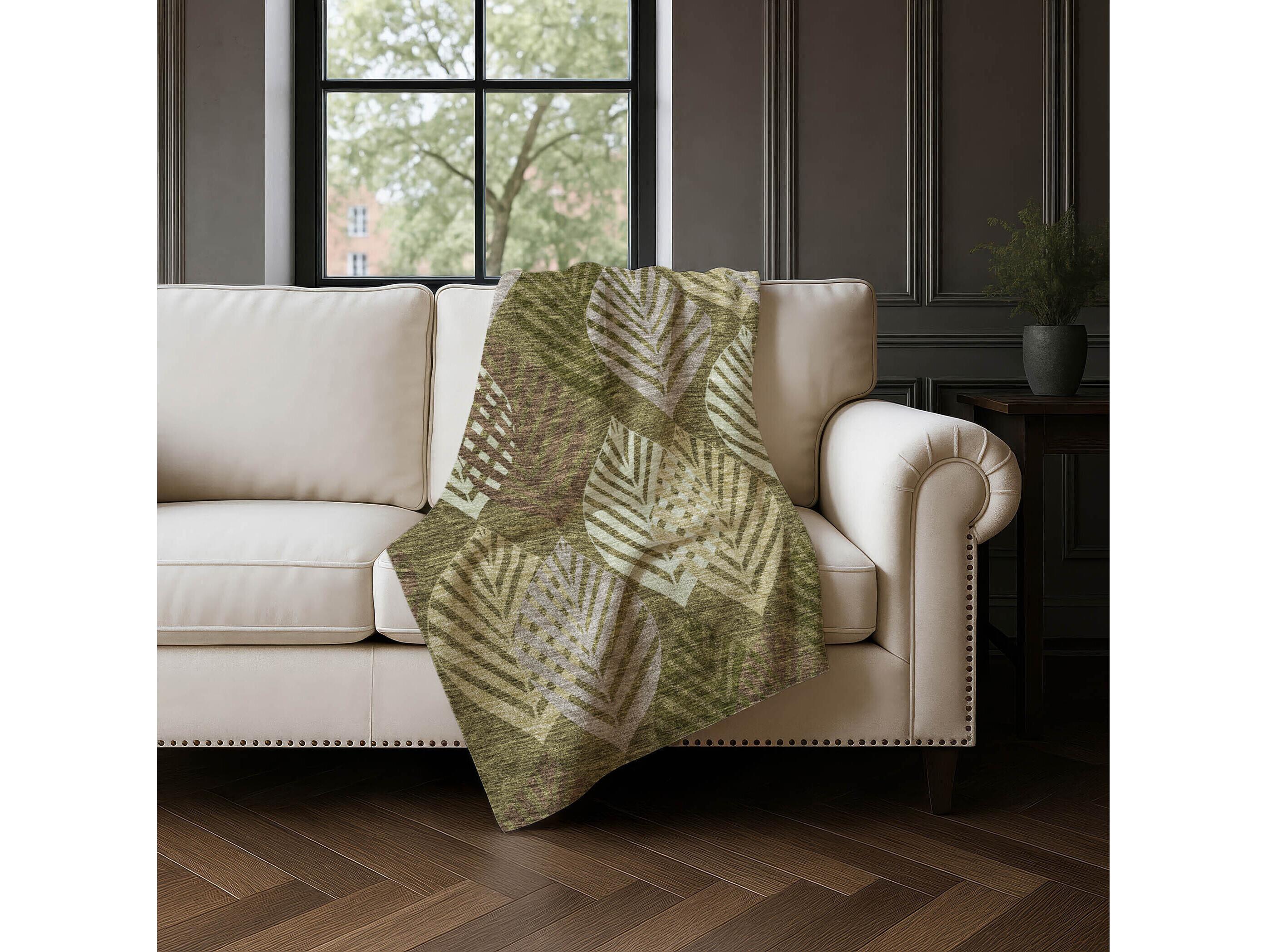 Dalyn Sherpa Green Polyester Throw