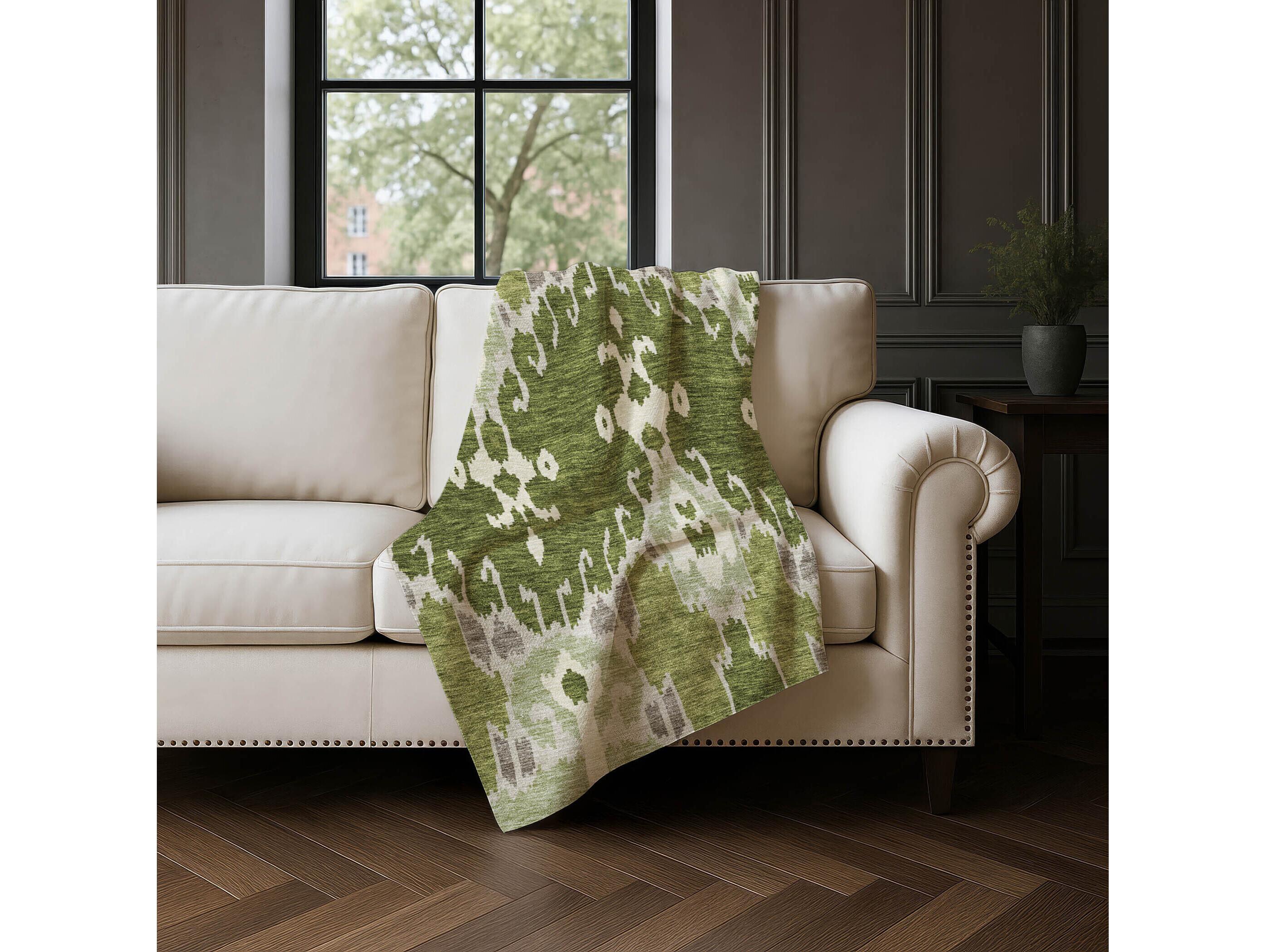 Dalyn Sherpa Green Polyester Throw