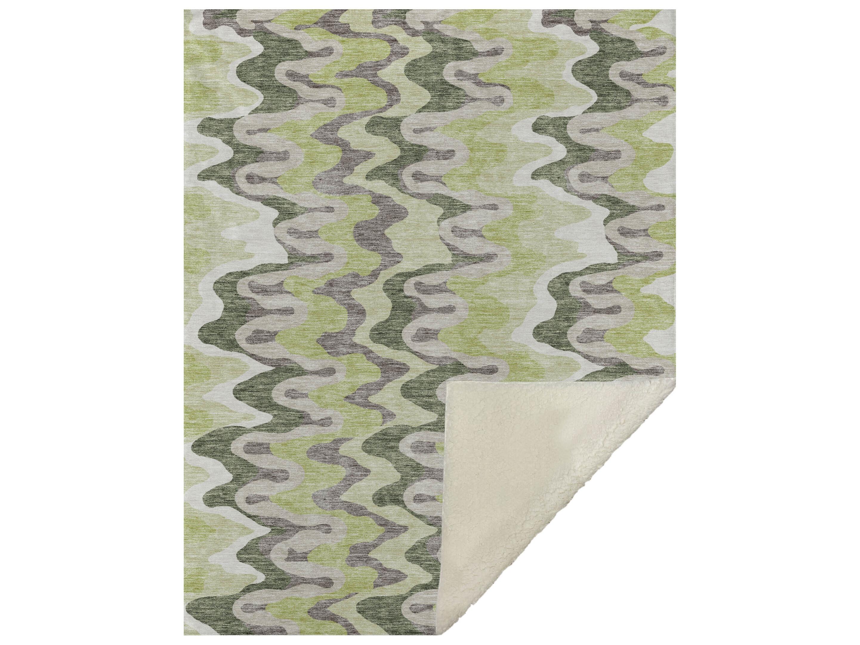 Dalyn Sherpa Green Polyester Throw