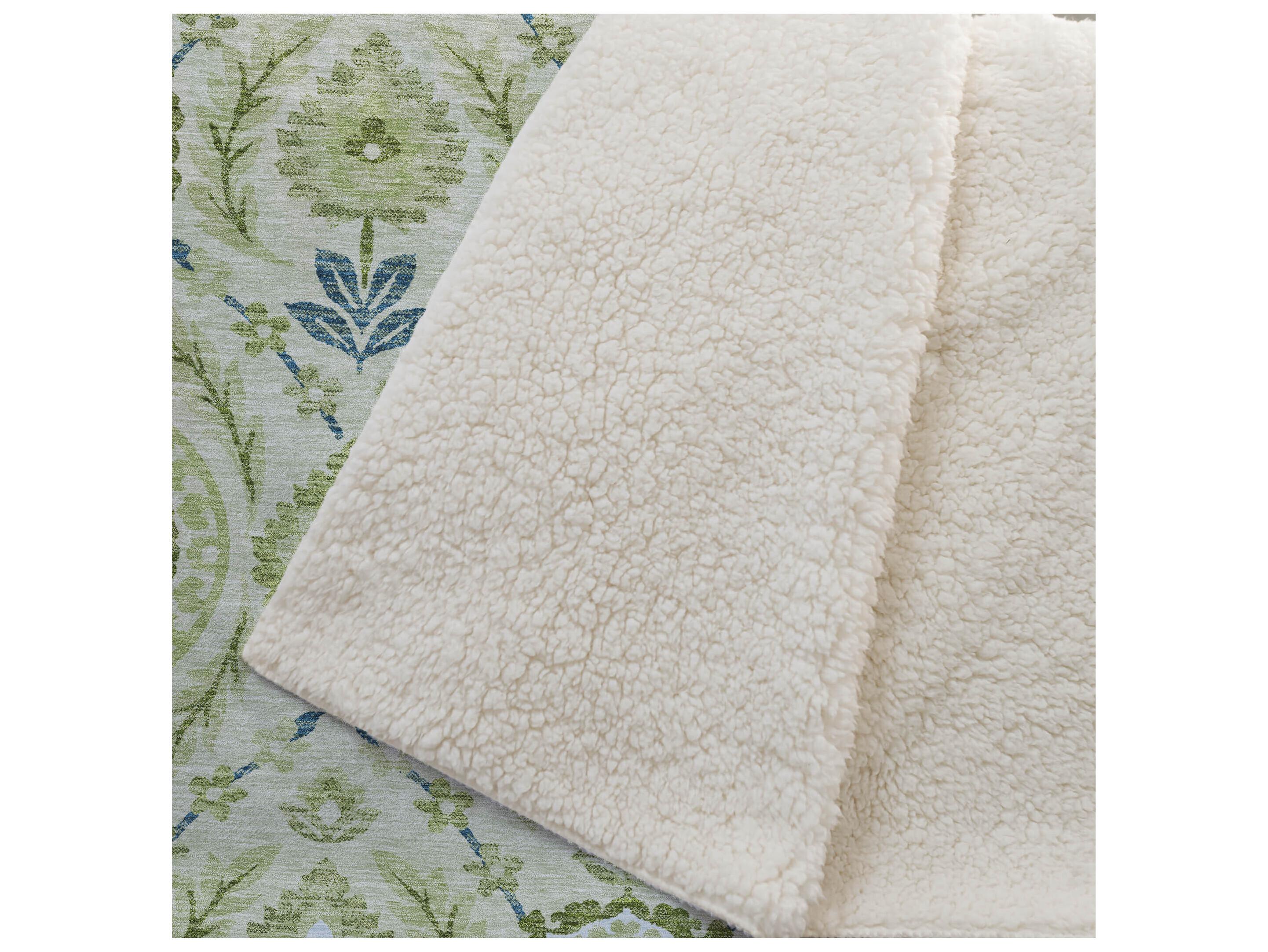 Dalyn Sherpa Green Polyester Throw