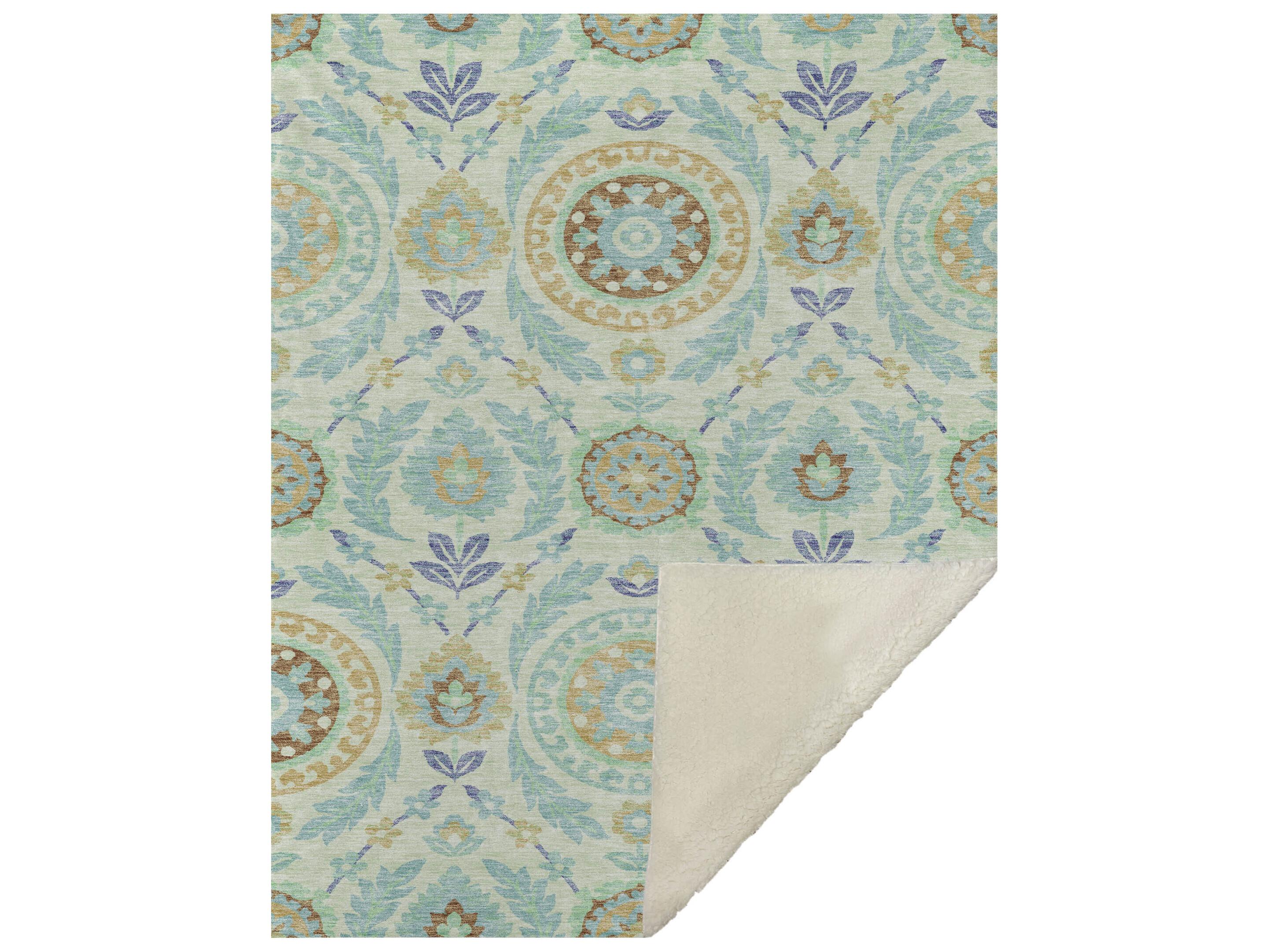 Dalyn Sherpa Green Polyester Throw