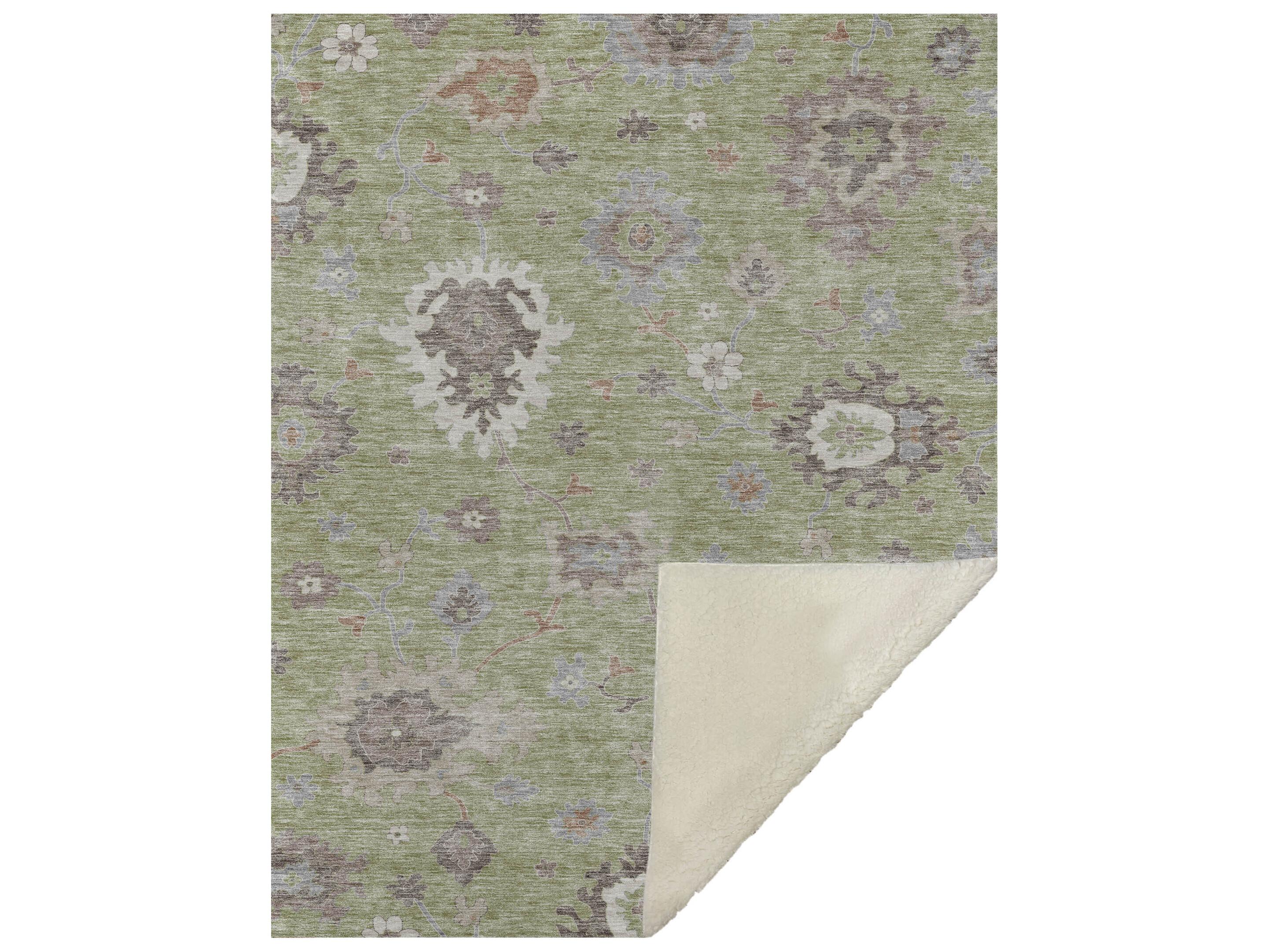 Dalyn Sherpa Green Polyester Throw