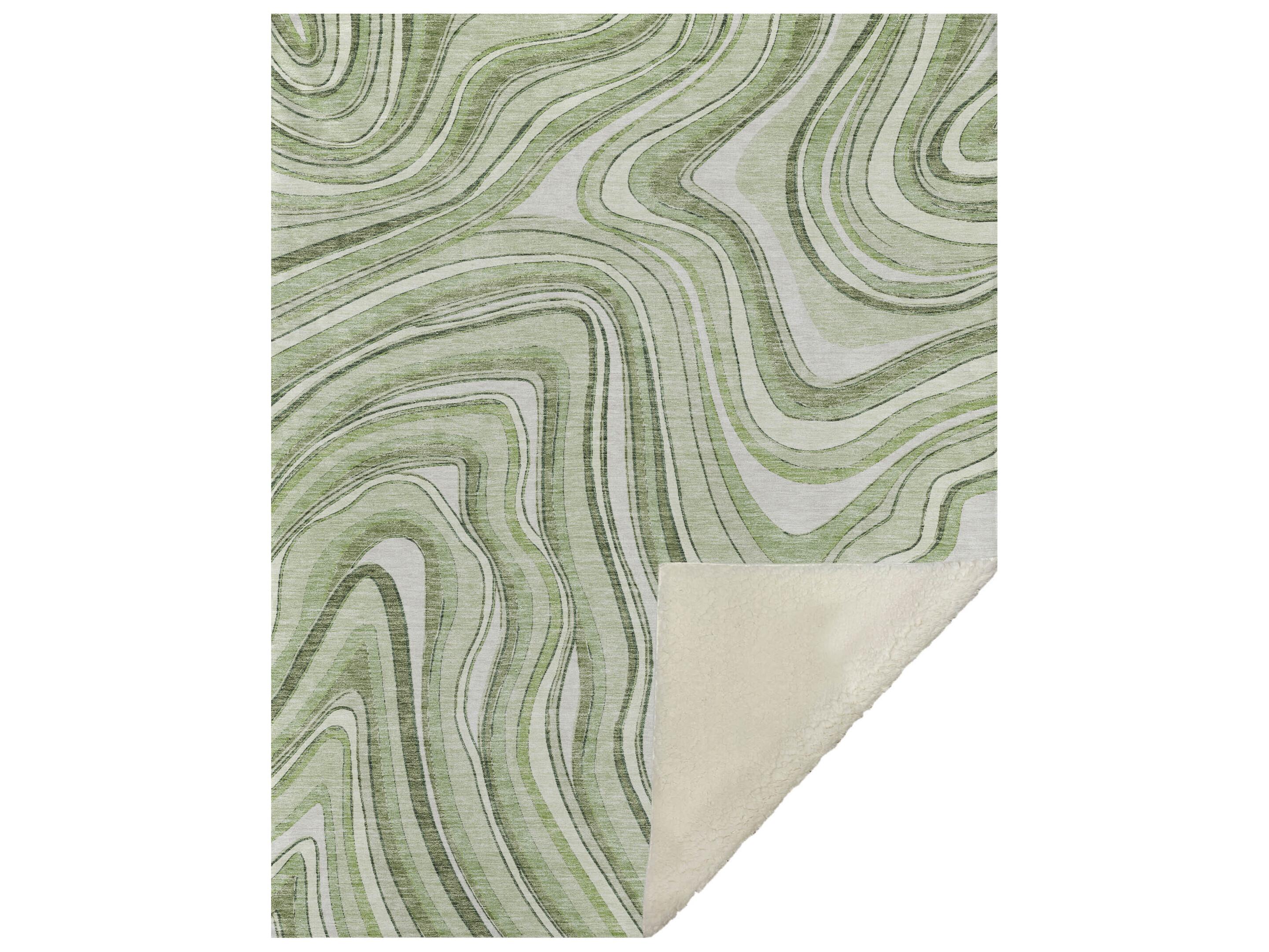 Dalyn Sherpa Green Polyester Throw