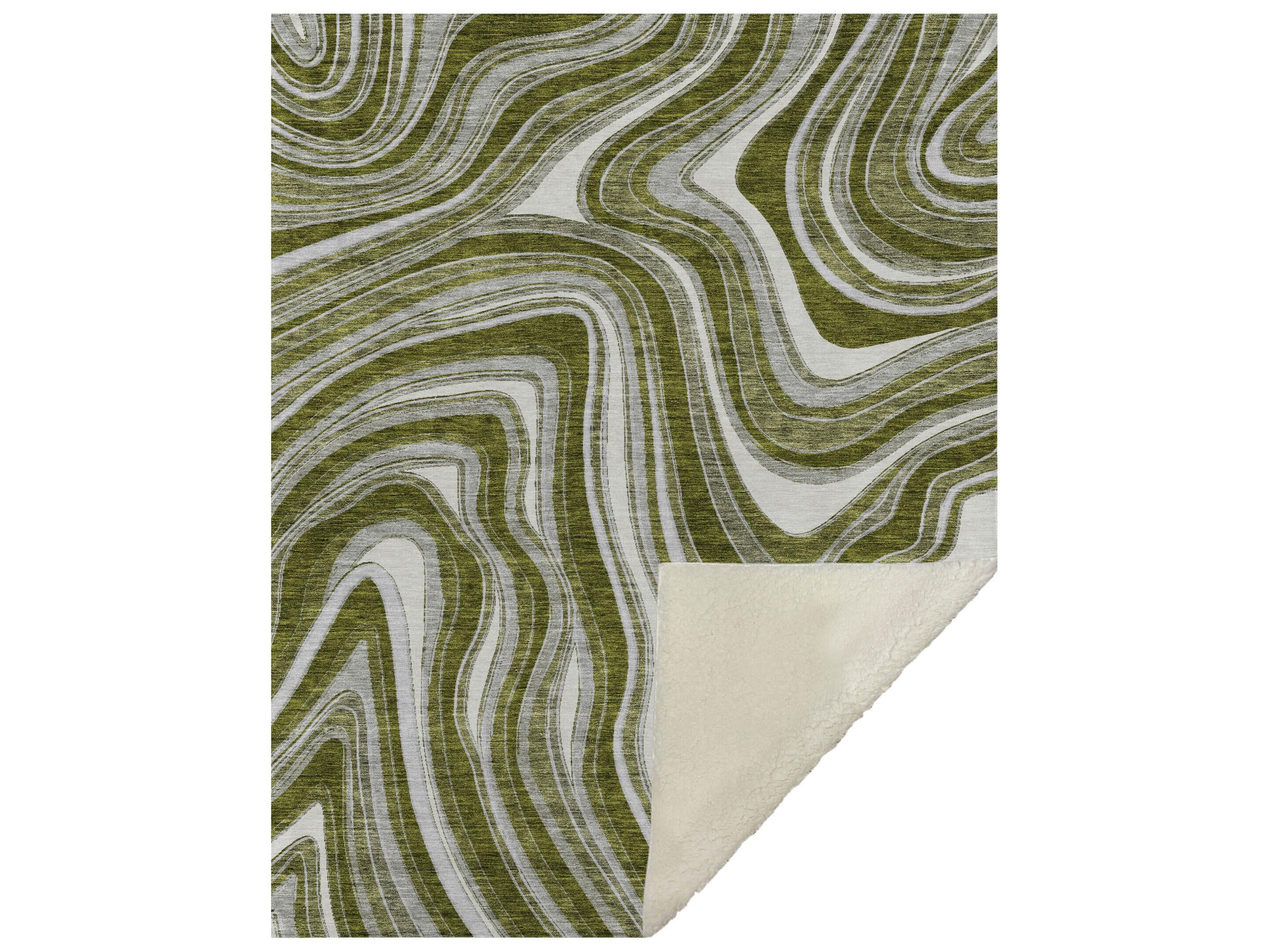 Dalyn Sherpa Green Polyester Throw