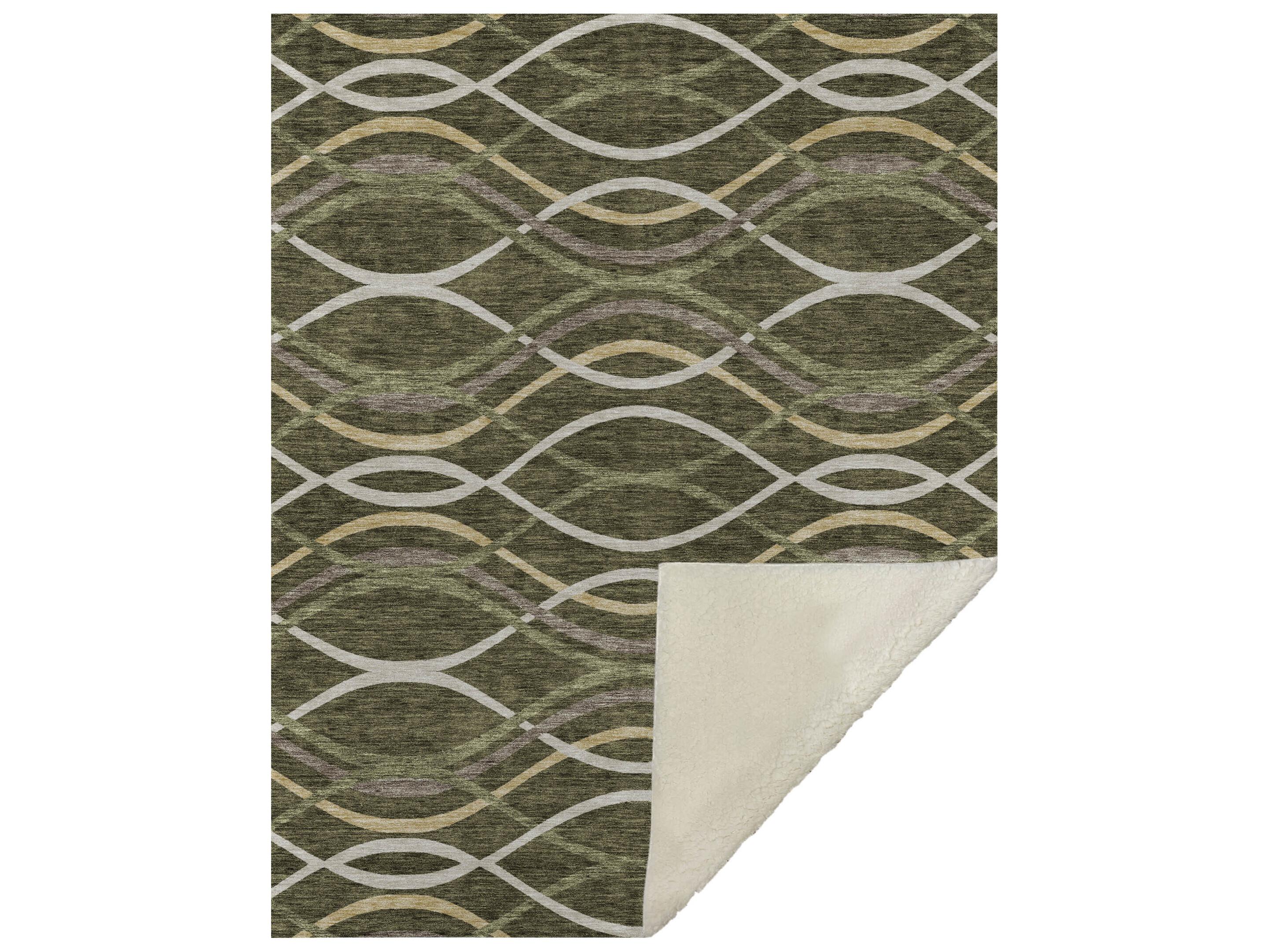 Dalyn Sherpa Green Polyester Throw