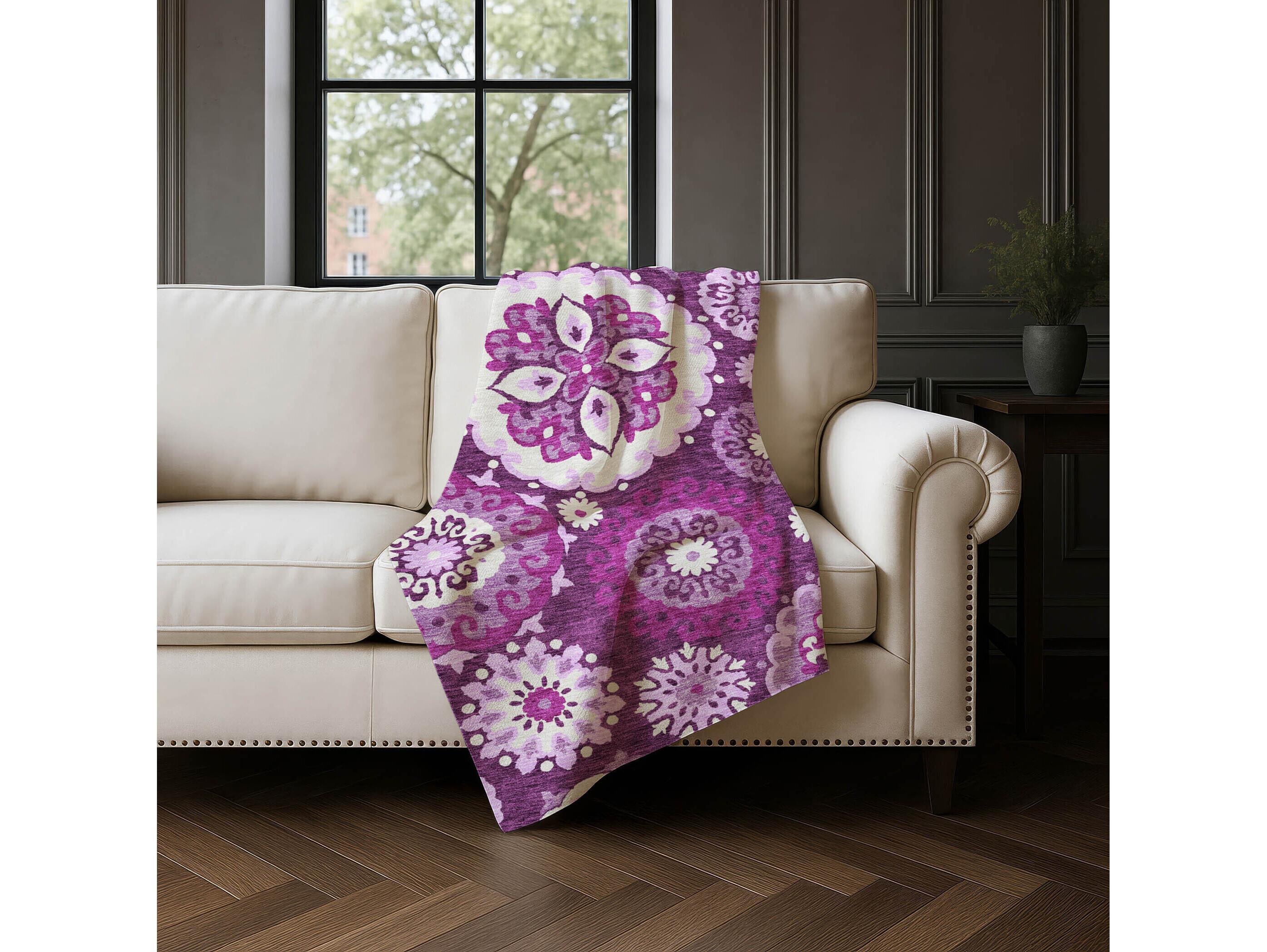 Dalyn Sherpa Purple Polyester Throw