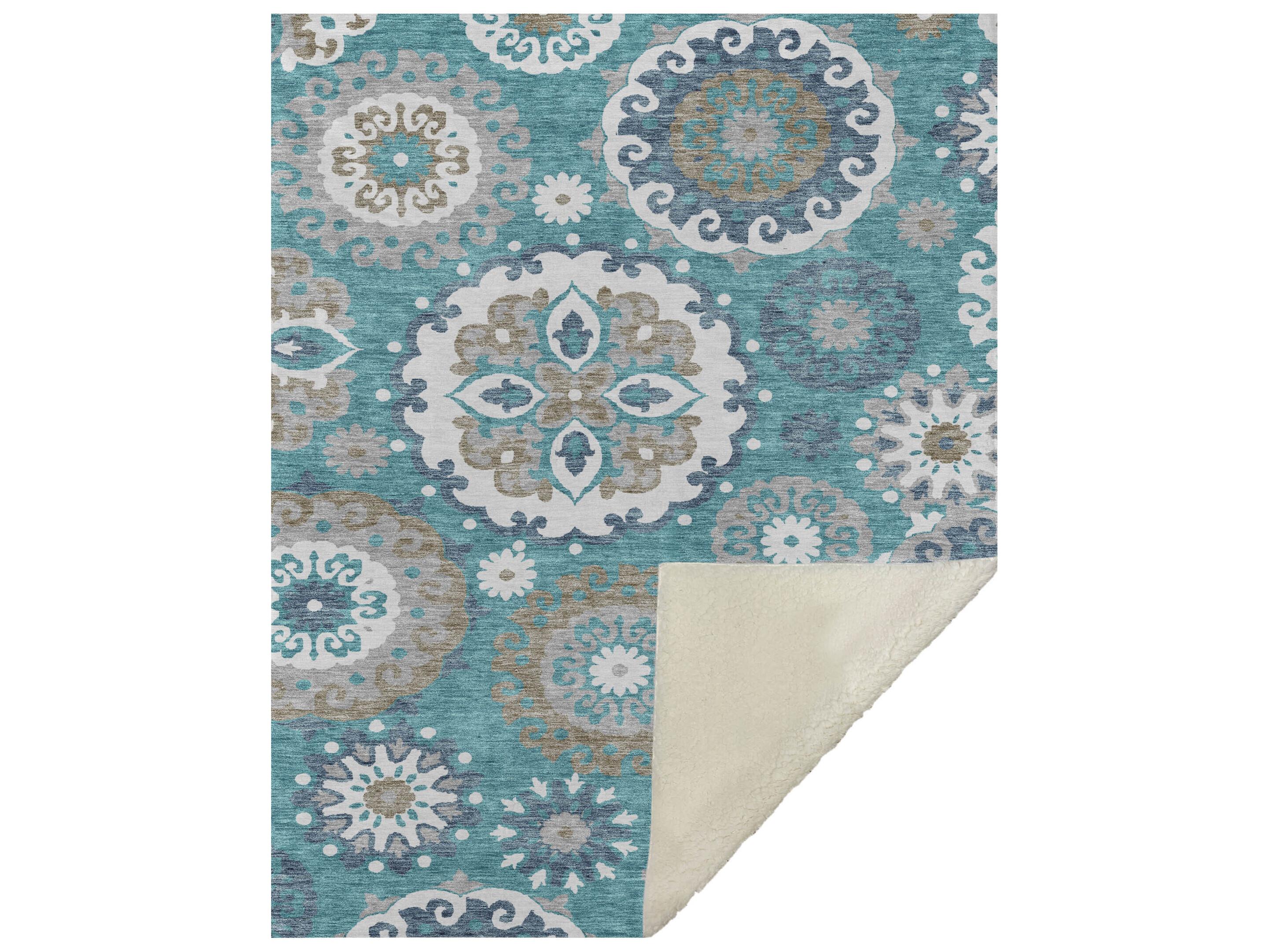 Dalyn Sherpa Teal Polyester Throw