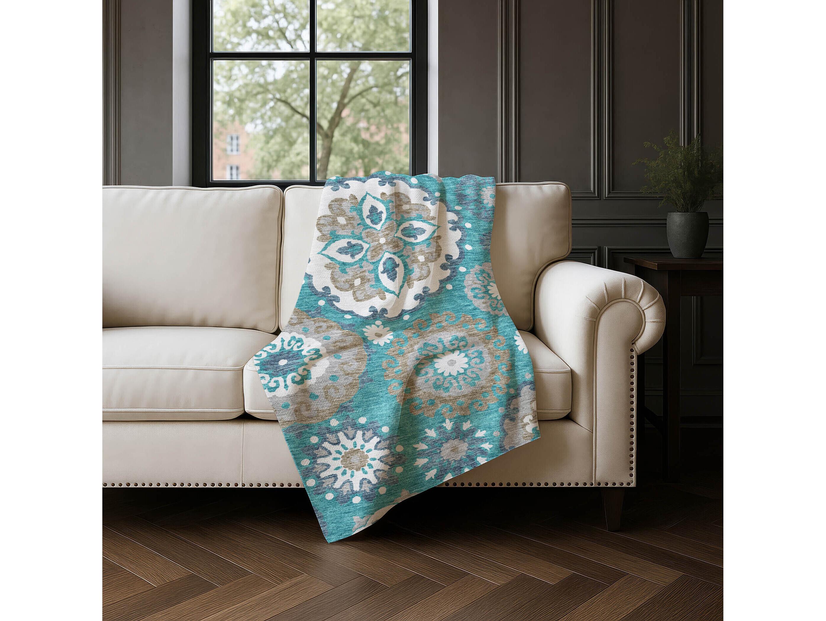 Dalyn Sherpa Teal Polyester Throw