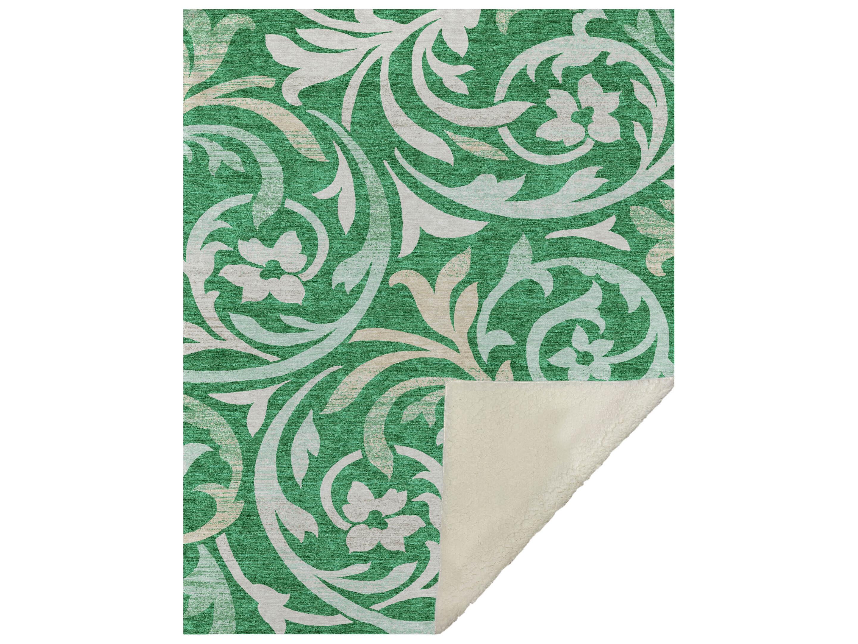 Dalyn Sherpa Green Polyester Throw