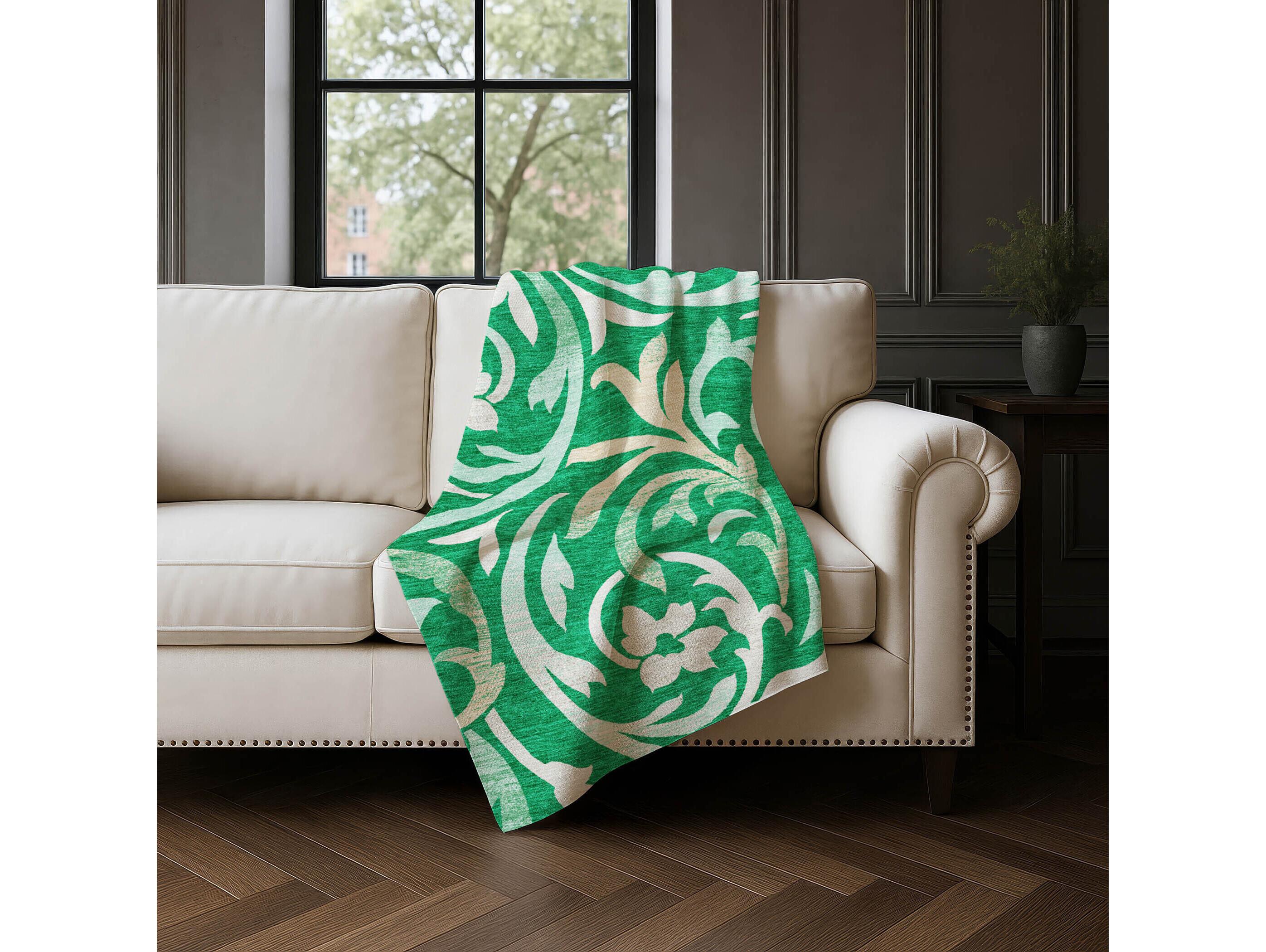 Dalyn Sherpa Green Polyester Throw