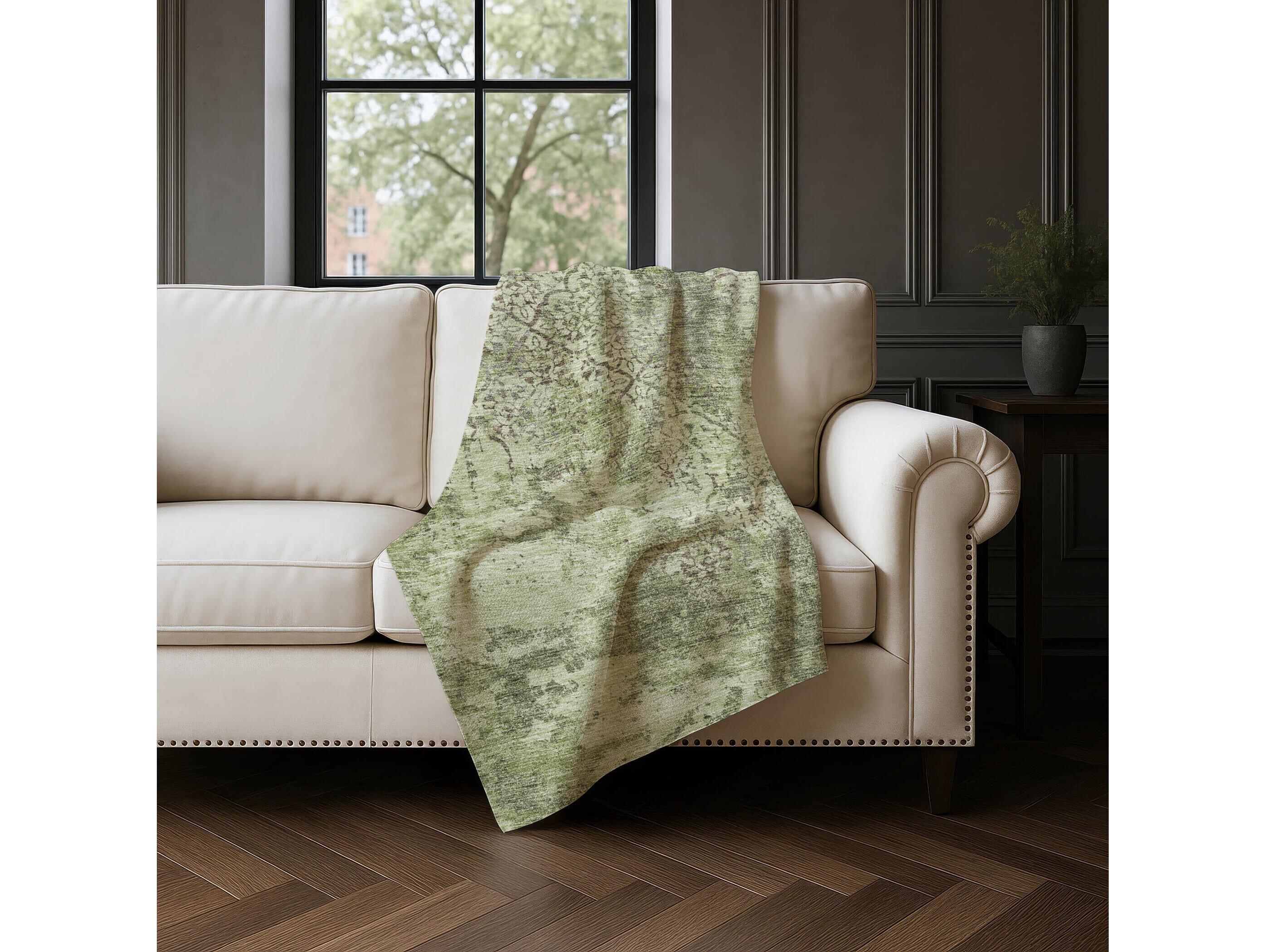 Dalyn Sherpa Green Polyester Throw