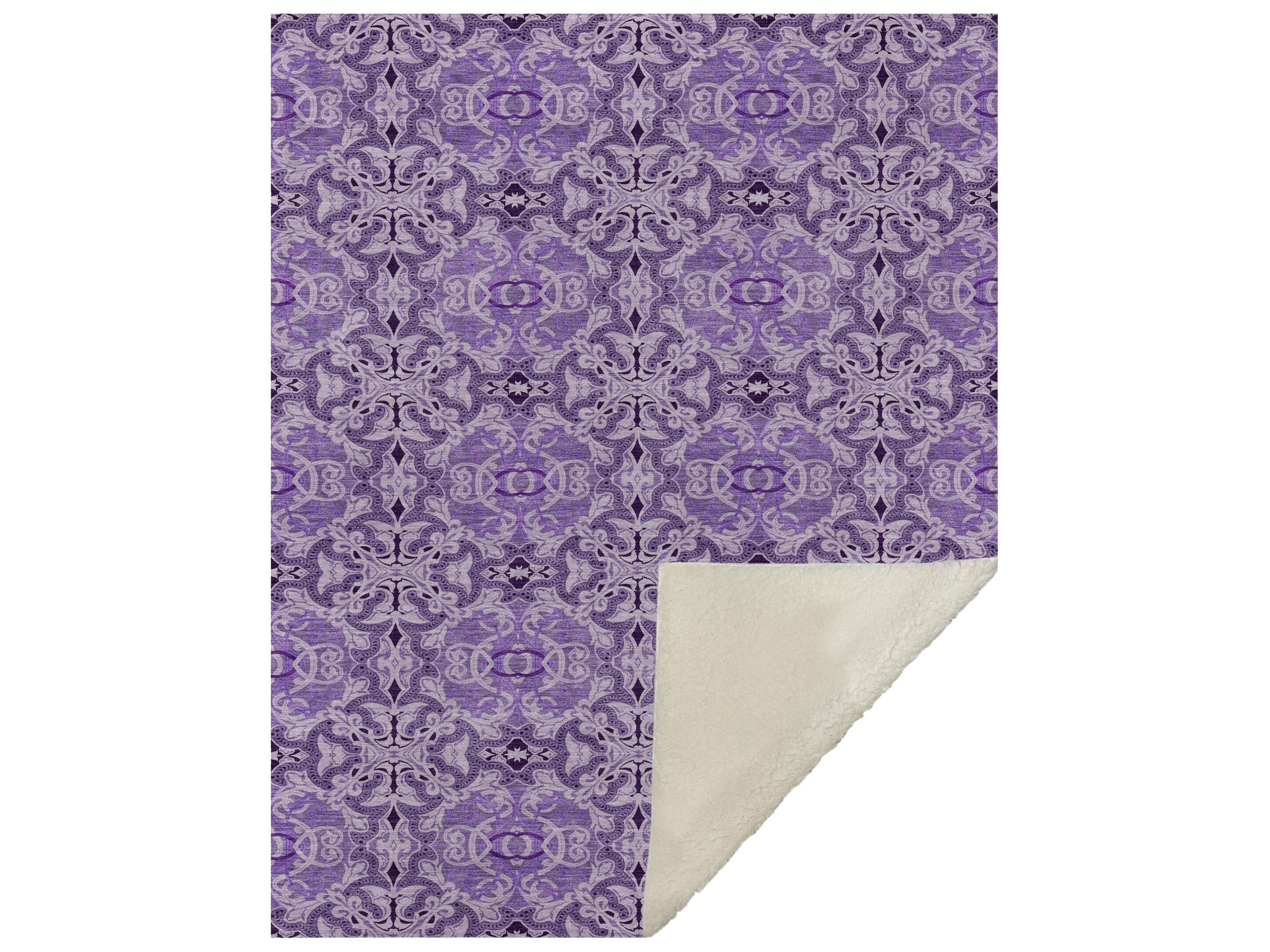 Dalyn Sherpa Purple Polyester Throw