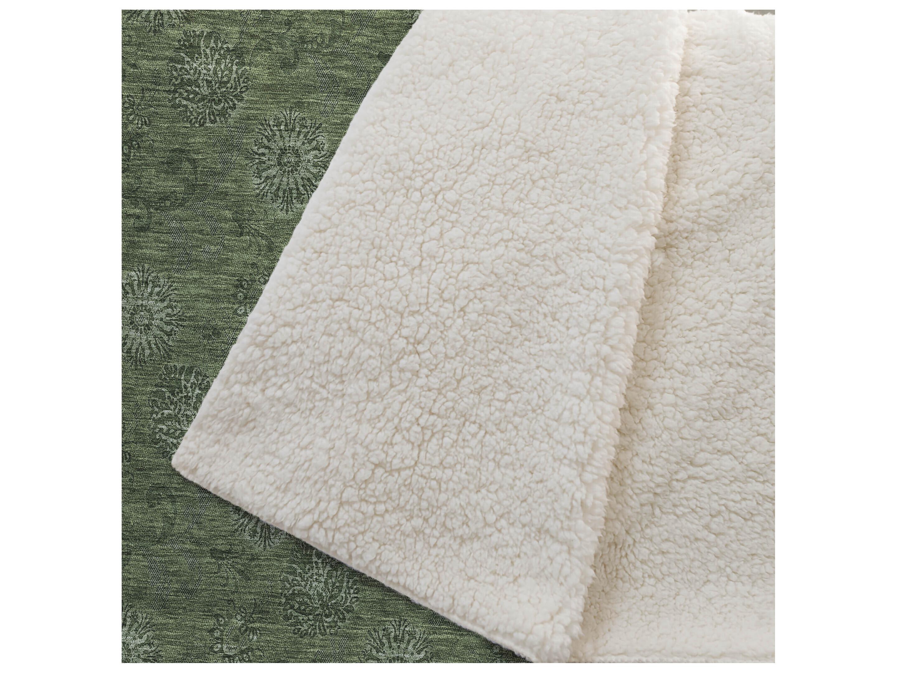 Dalyn Sherpa Green Polyester Throw