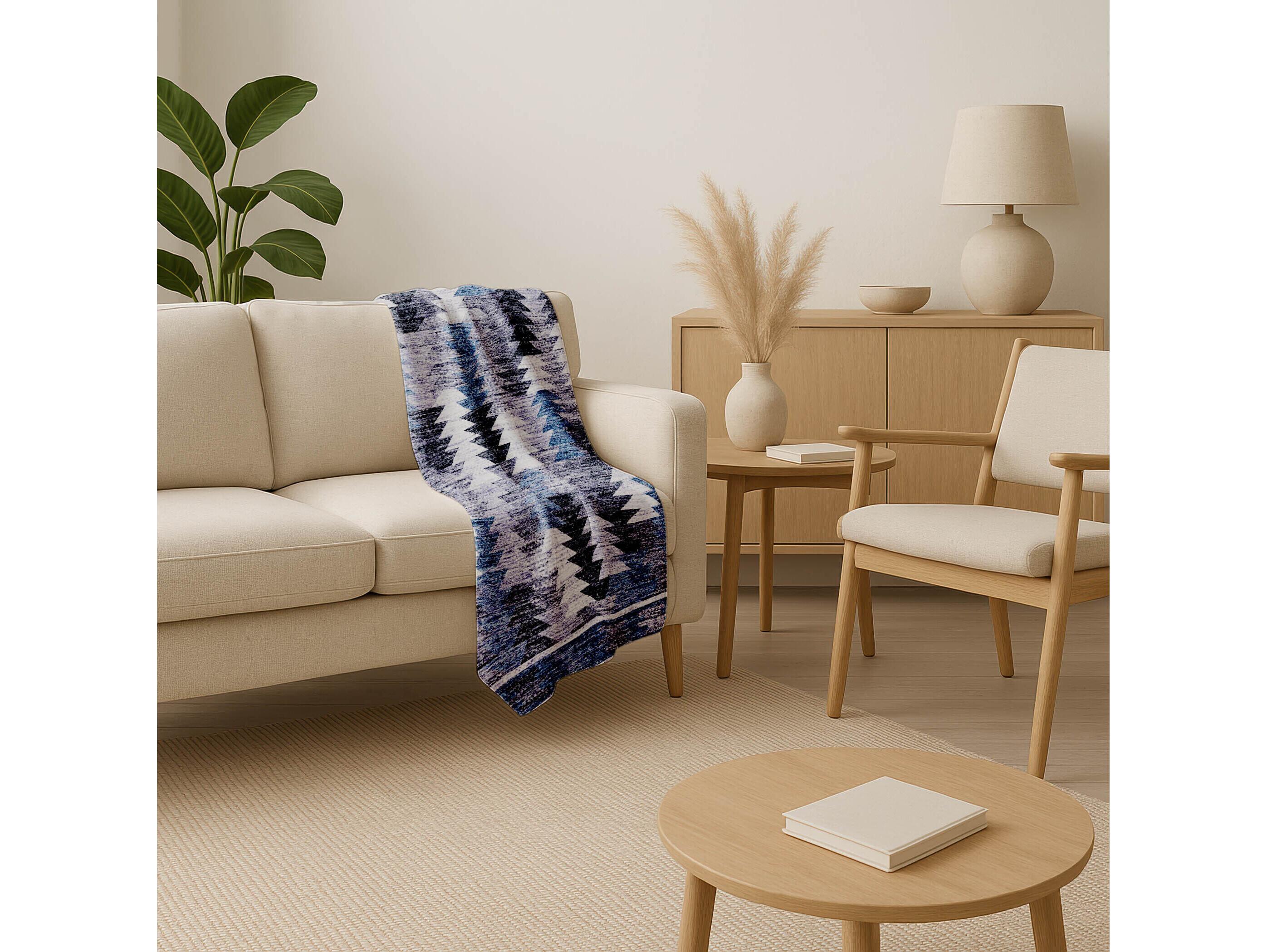 Dalyn Sherpa Blue Polyester Throw