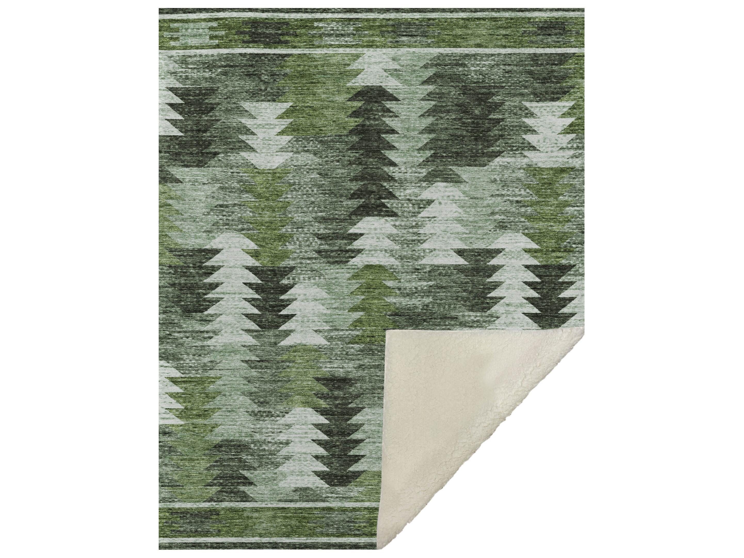 Dalyn Sherpa Green Polyester Throw