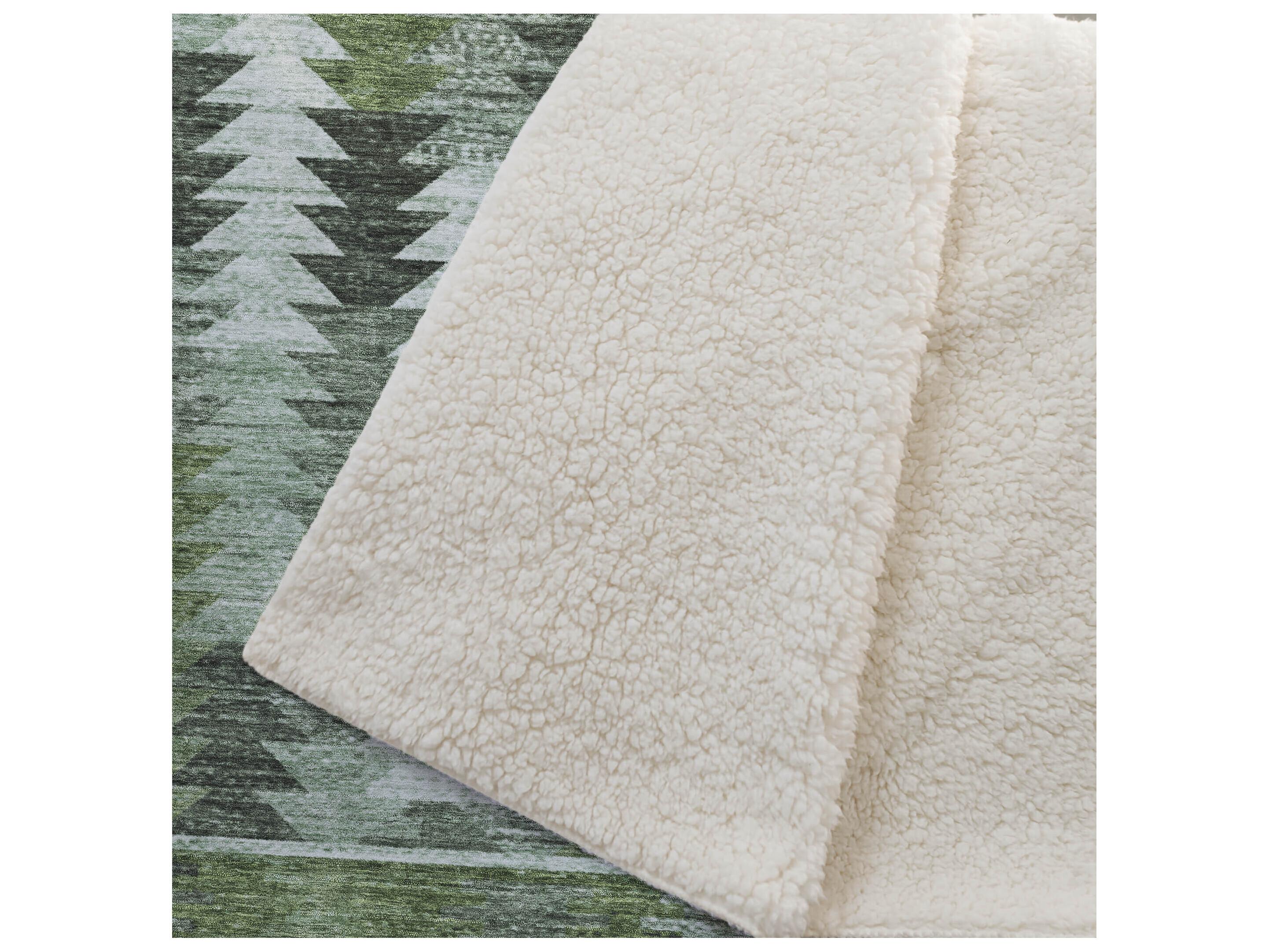 Dalyn Sherpa Green Polyester Throw