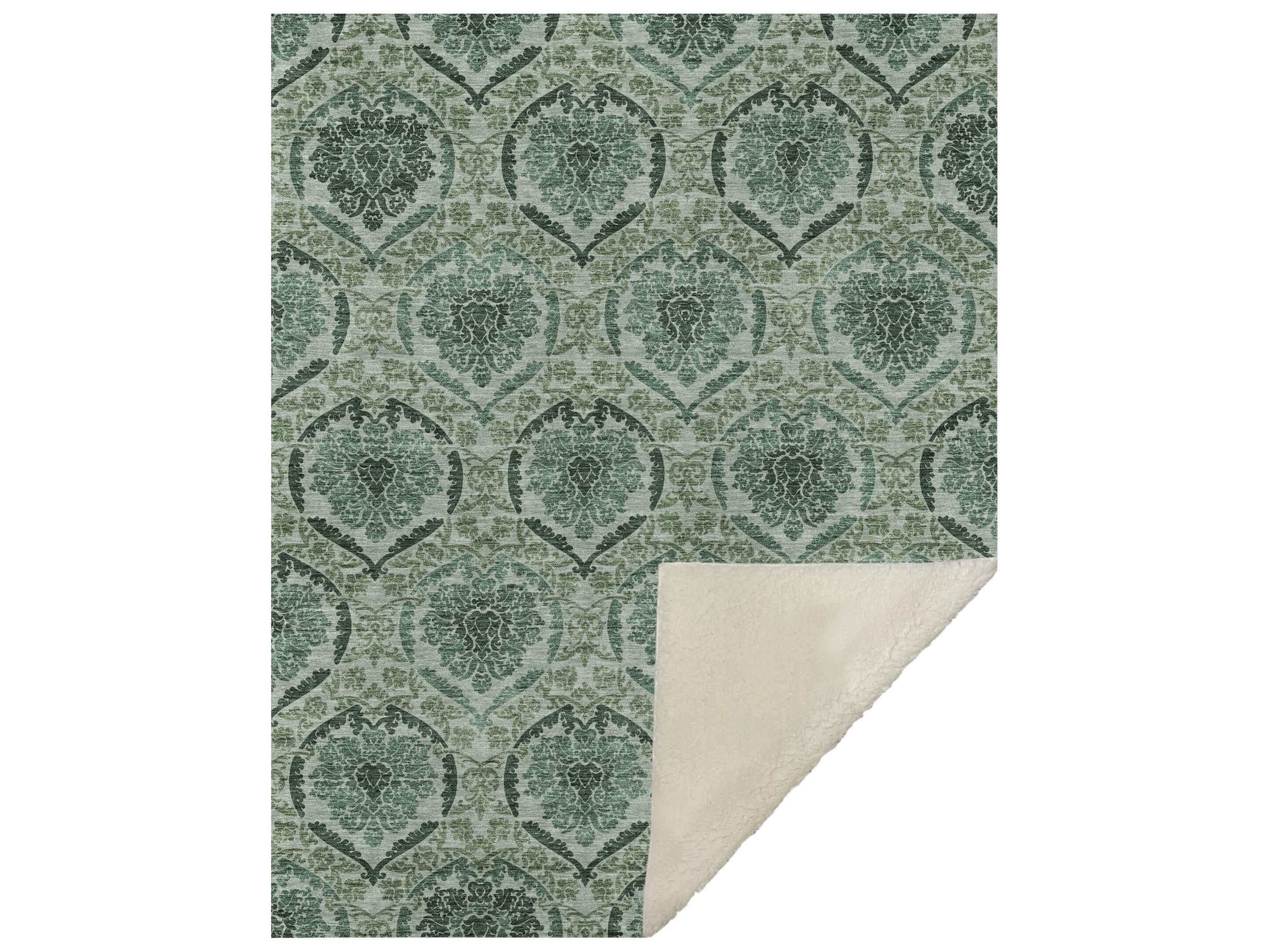 Dalyn Sherpa Green Polyester Throw
