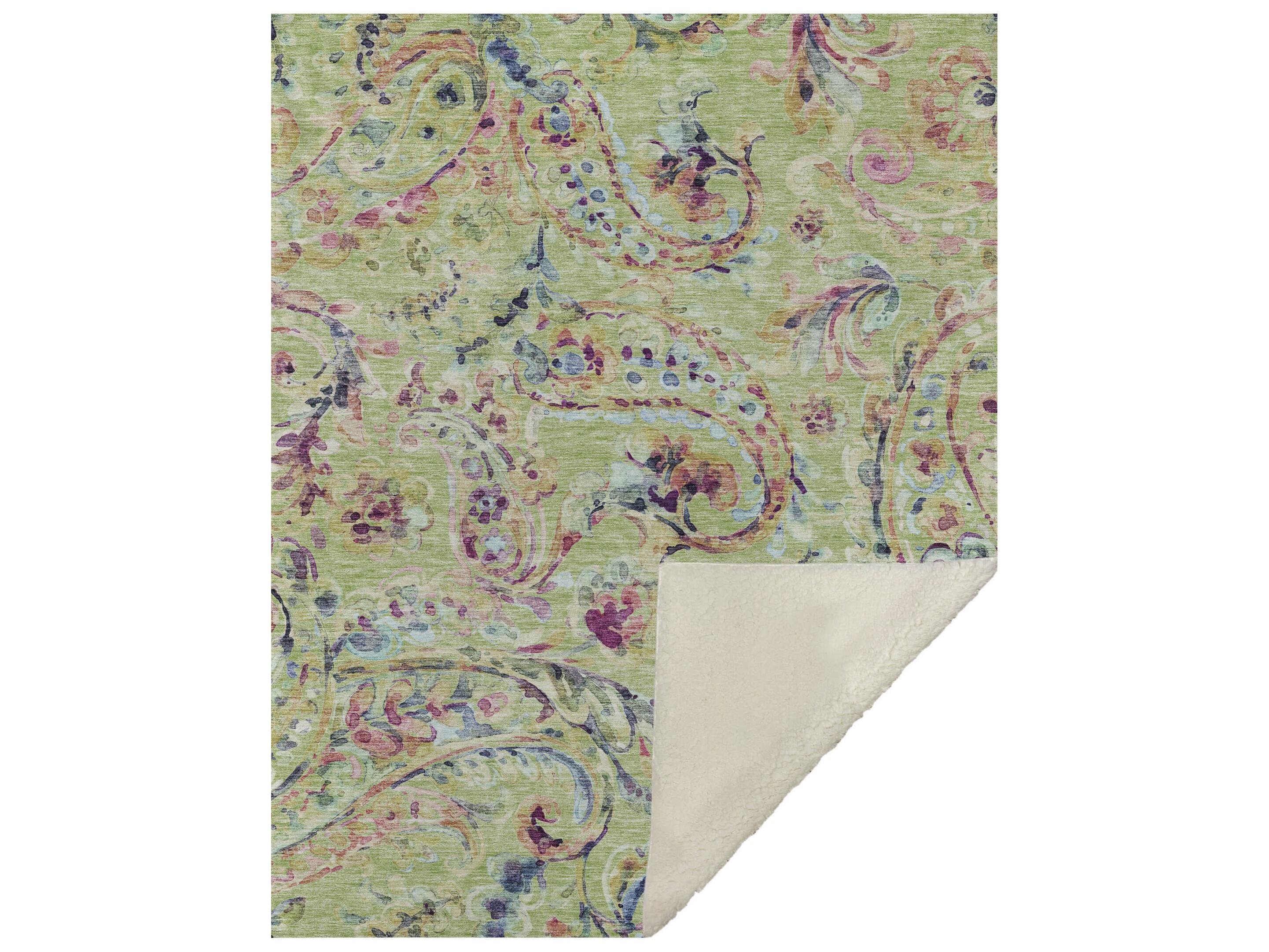 Dalyn Sherpa Green Polyester Throw