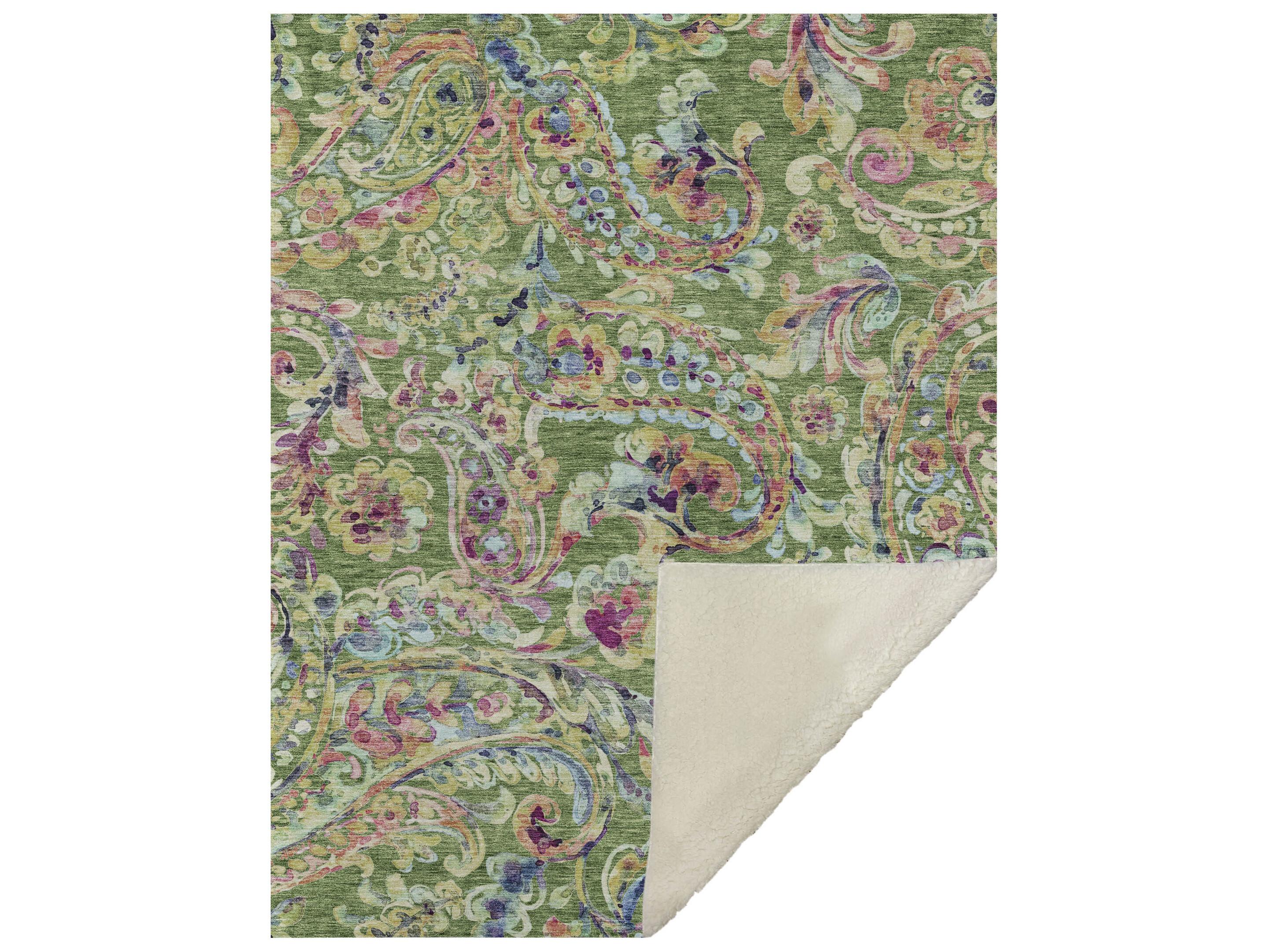 Dalyn Sherpa Green Polyester Throw