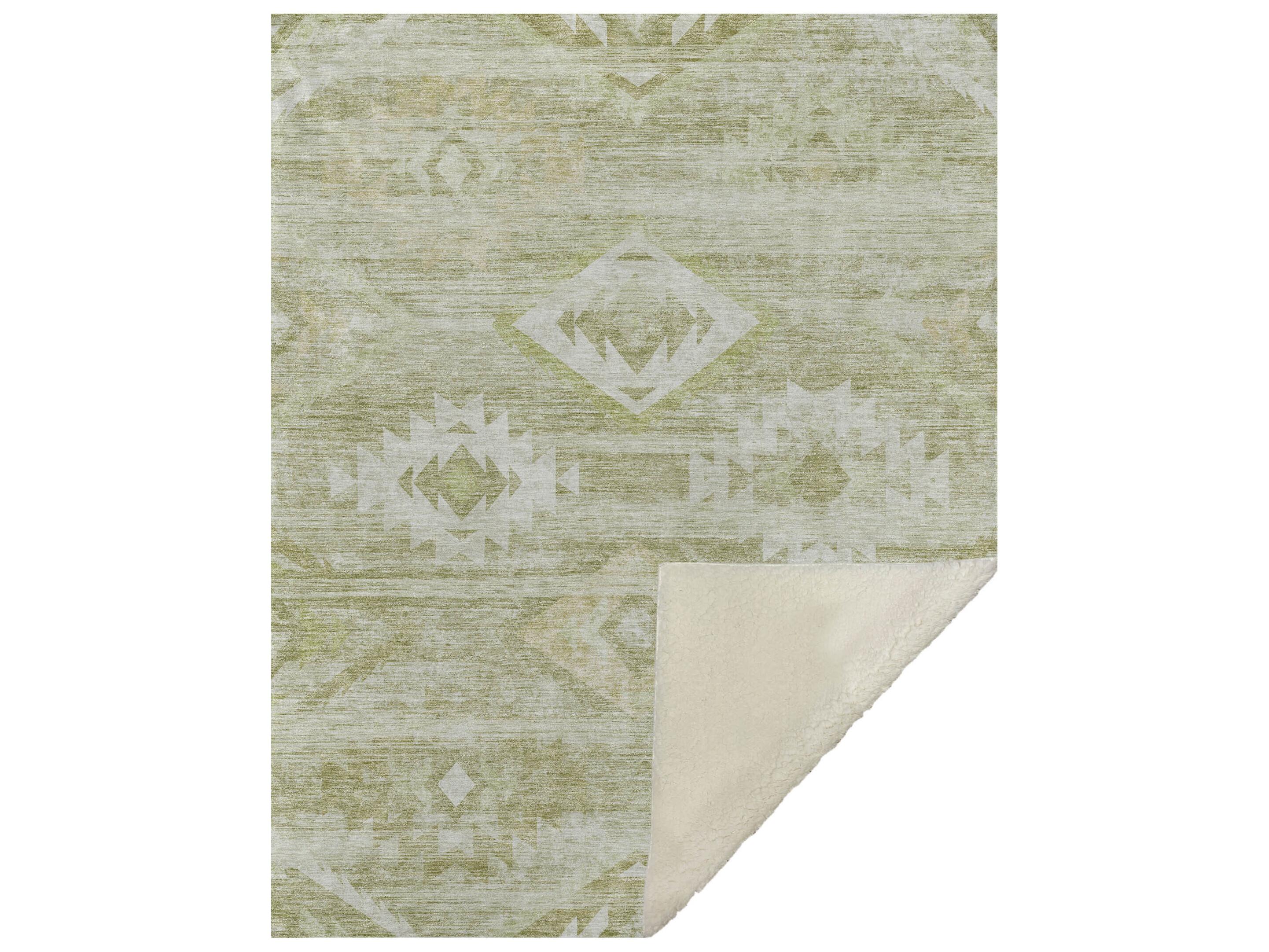 Dalyn Sherpa Green Polyester Throw