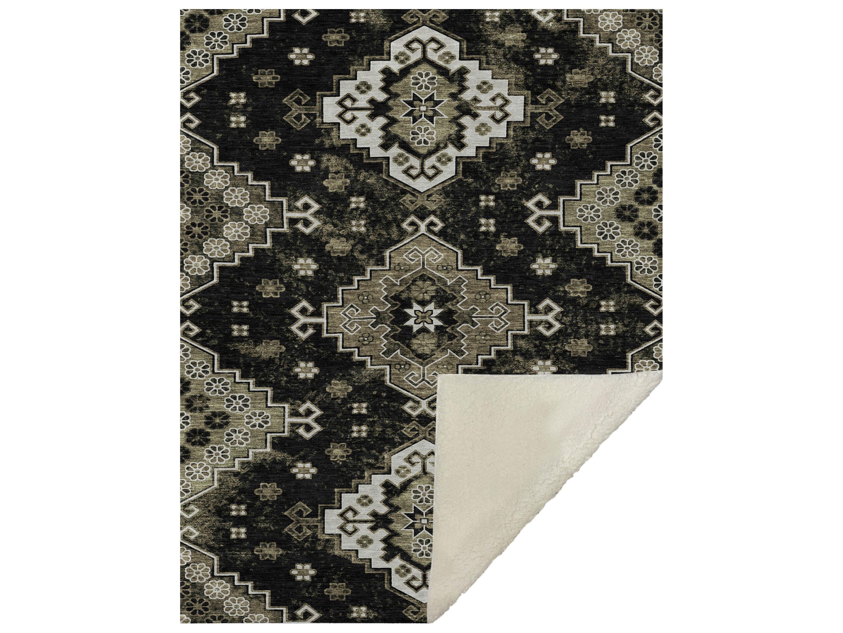 Dalyn Sherpa Black Polyester Throw