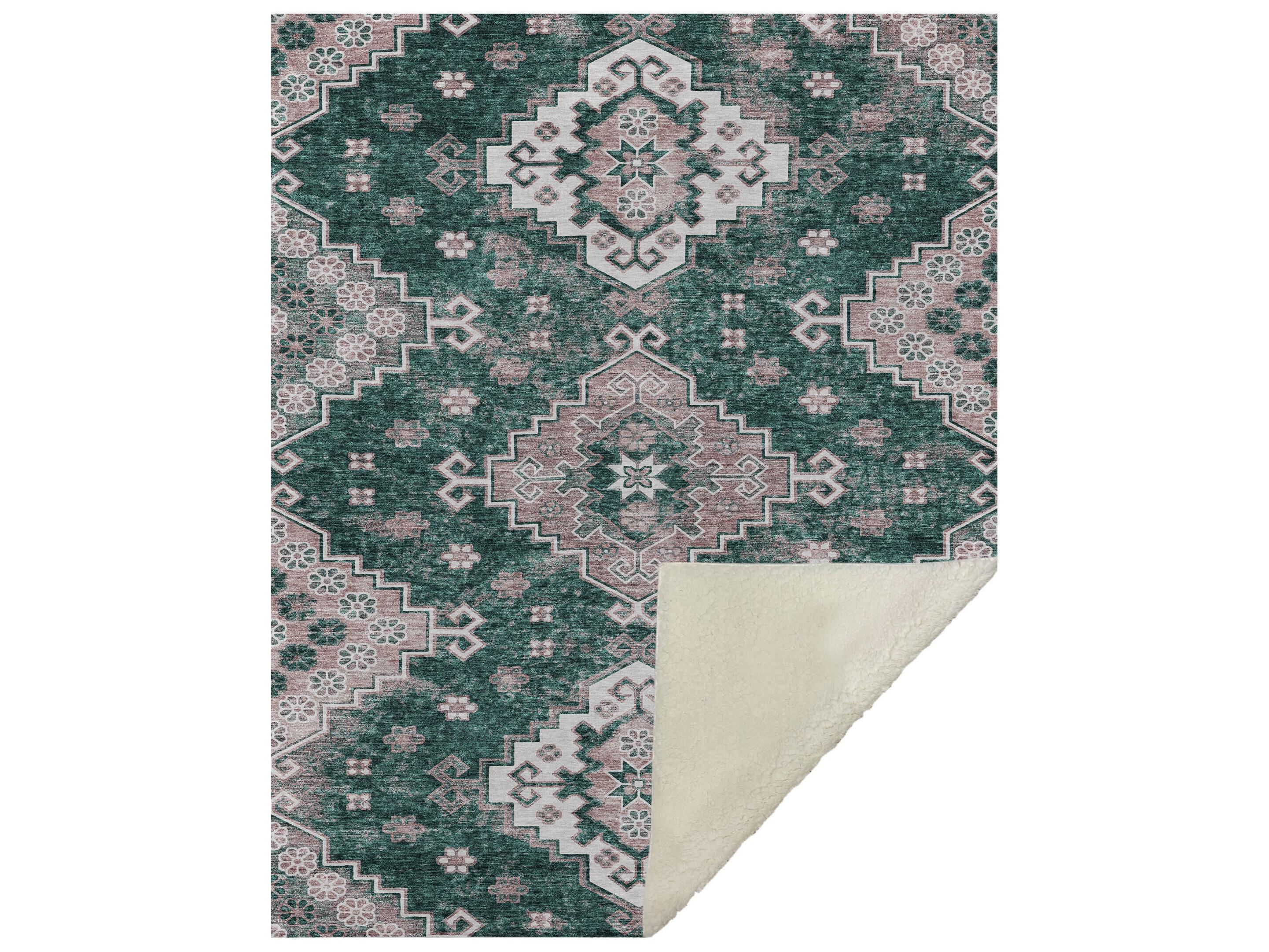 Dalyn Sherpa Green Polyester Throw