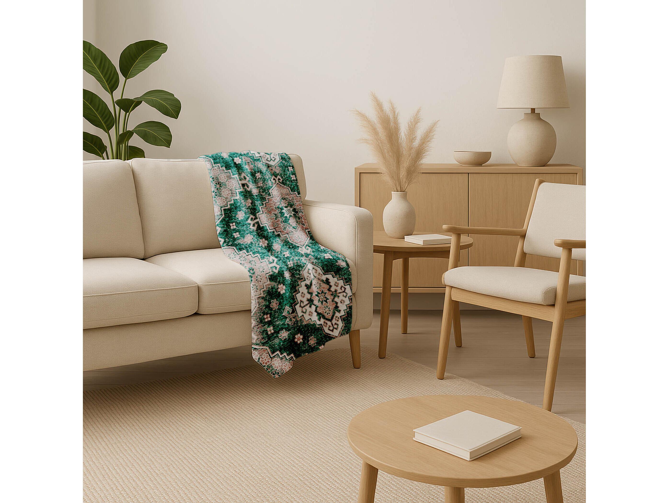 Dalyn Sherpa Green Polyester Throw