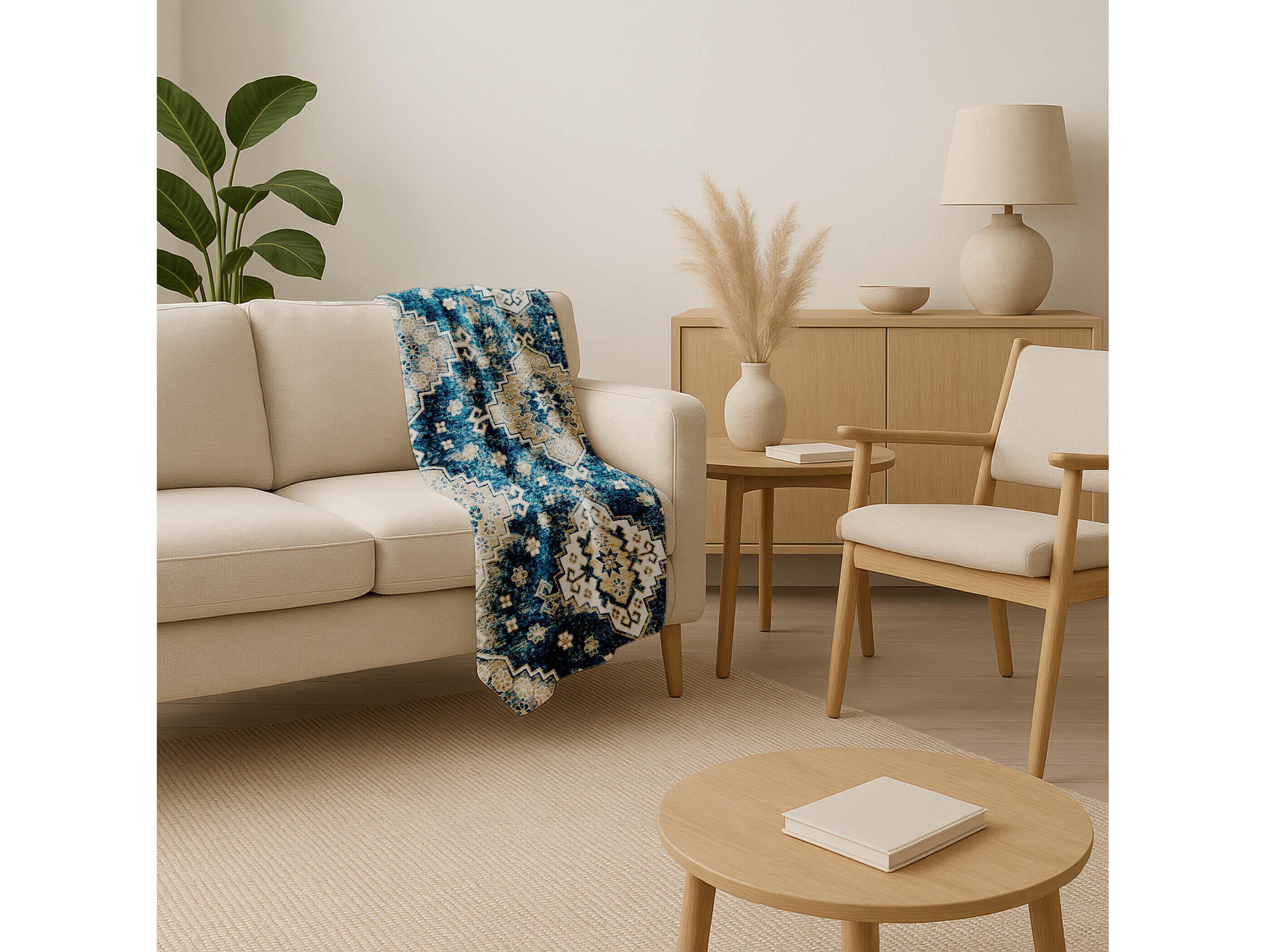 Dalyn Sherpa Blue Polyester Throw