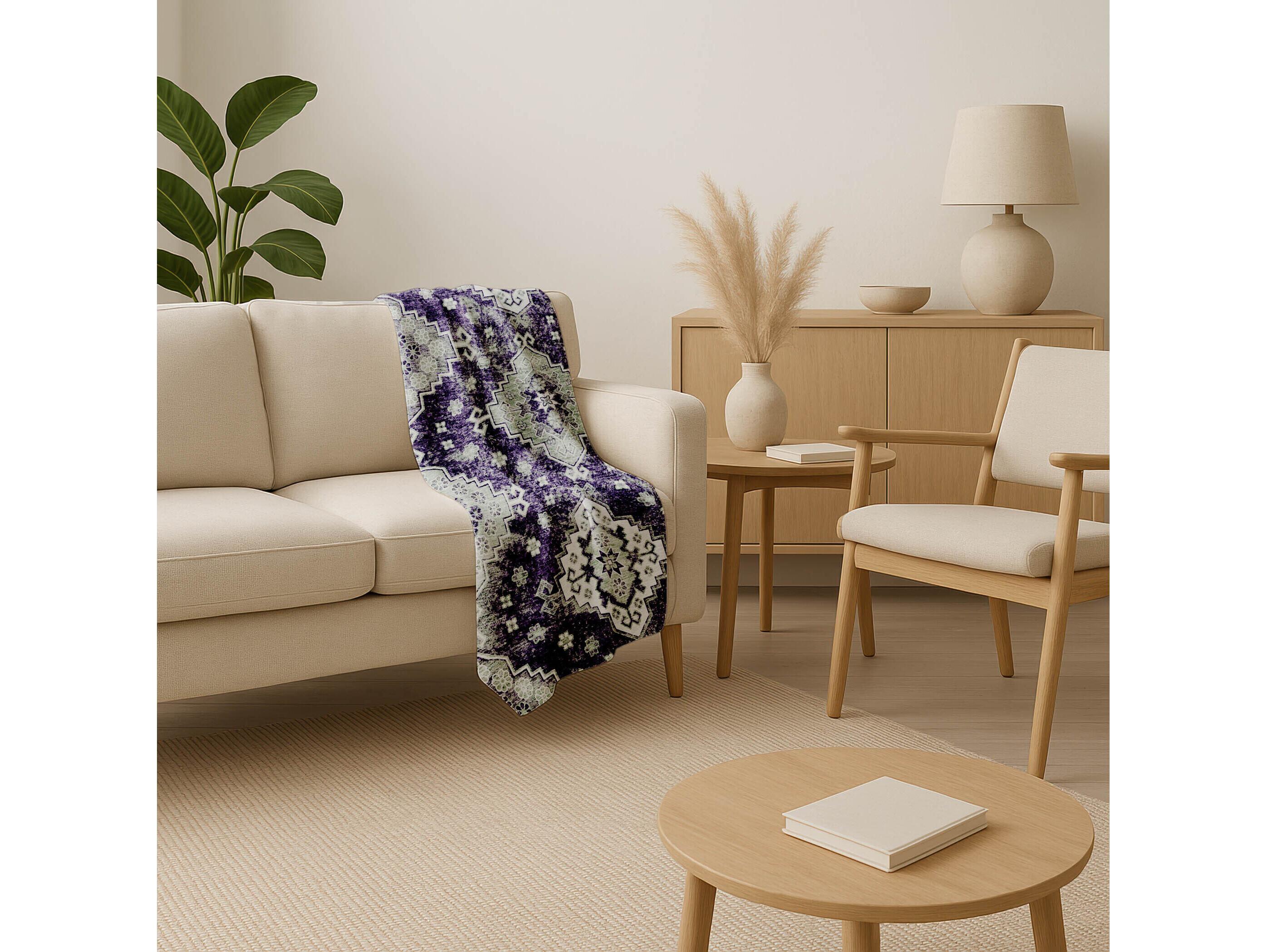 Dalyn Sherpa Purple Polyester Throw