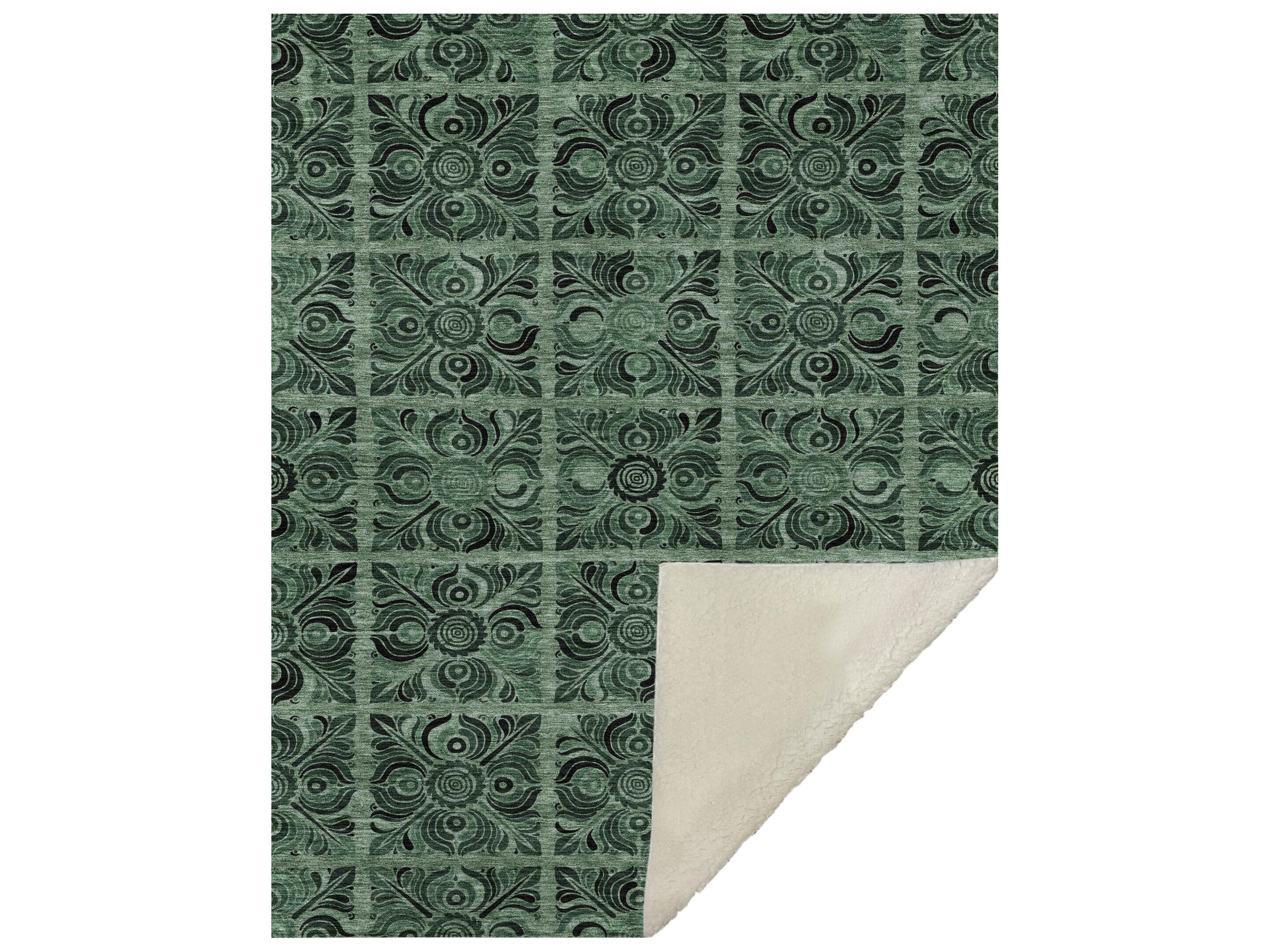 Dalyn Sherpa Green Polyester Throw