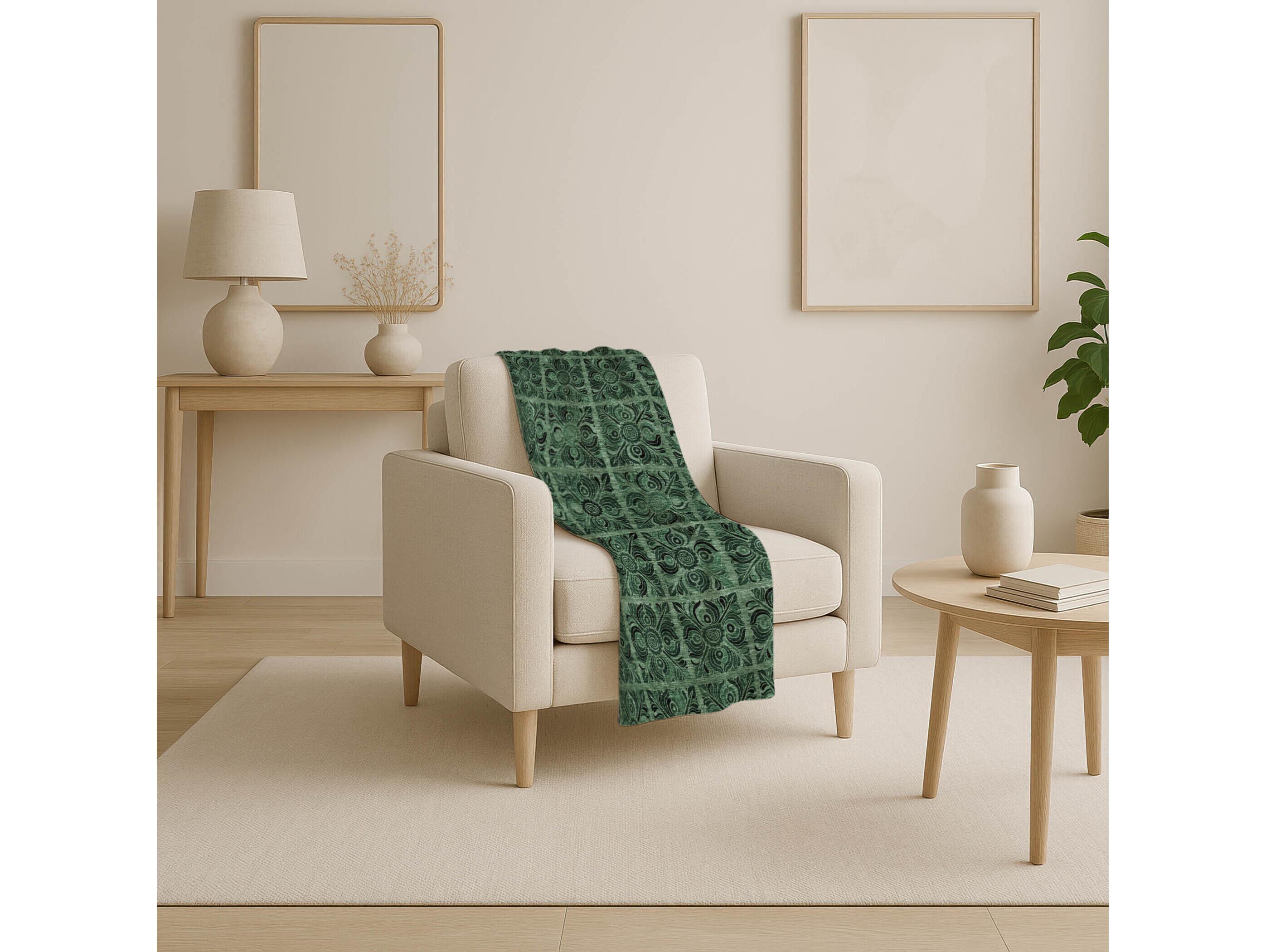 Dalyn Sherpa Green Polyester Throw