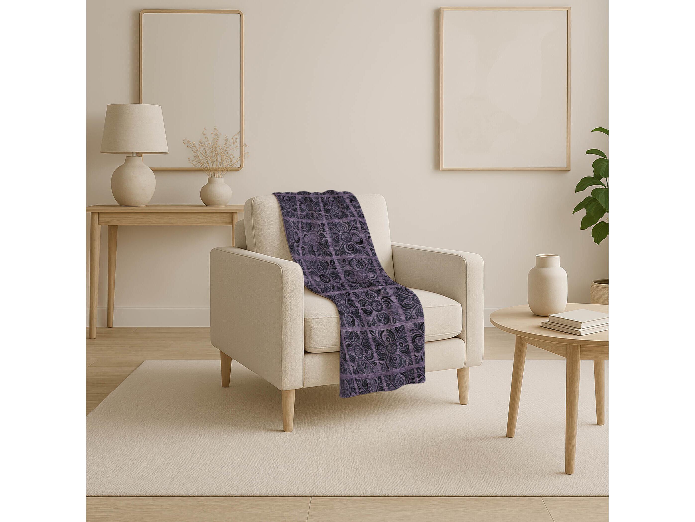 Dalyn Sherpa Purple Polyester Throw