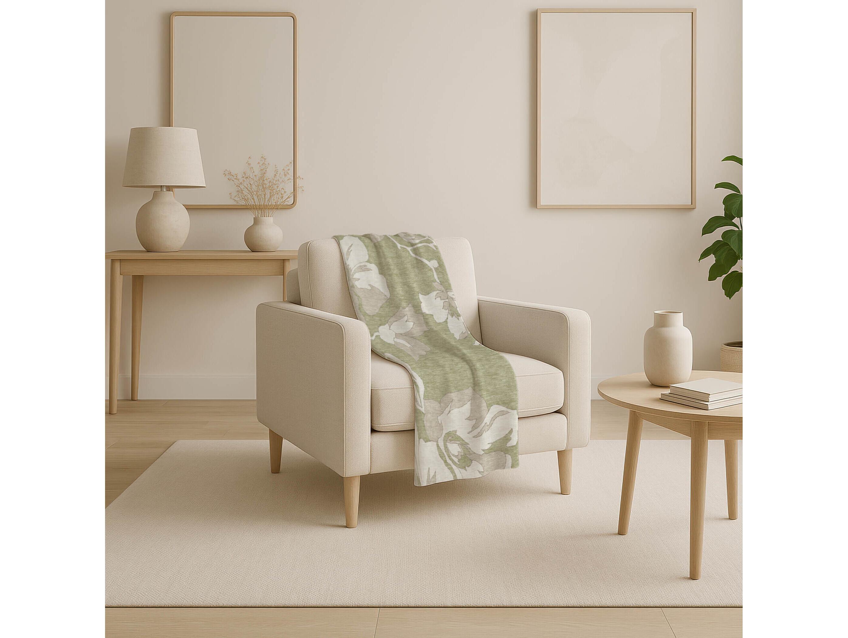 Dalyn Sherpa Green Polyester Throw