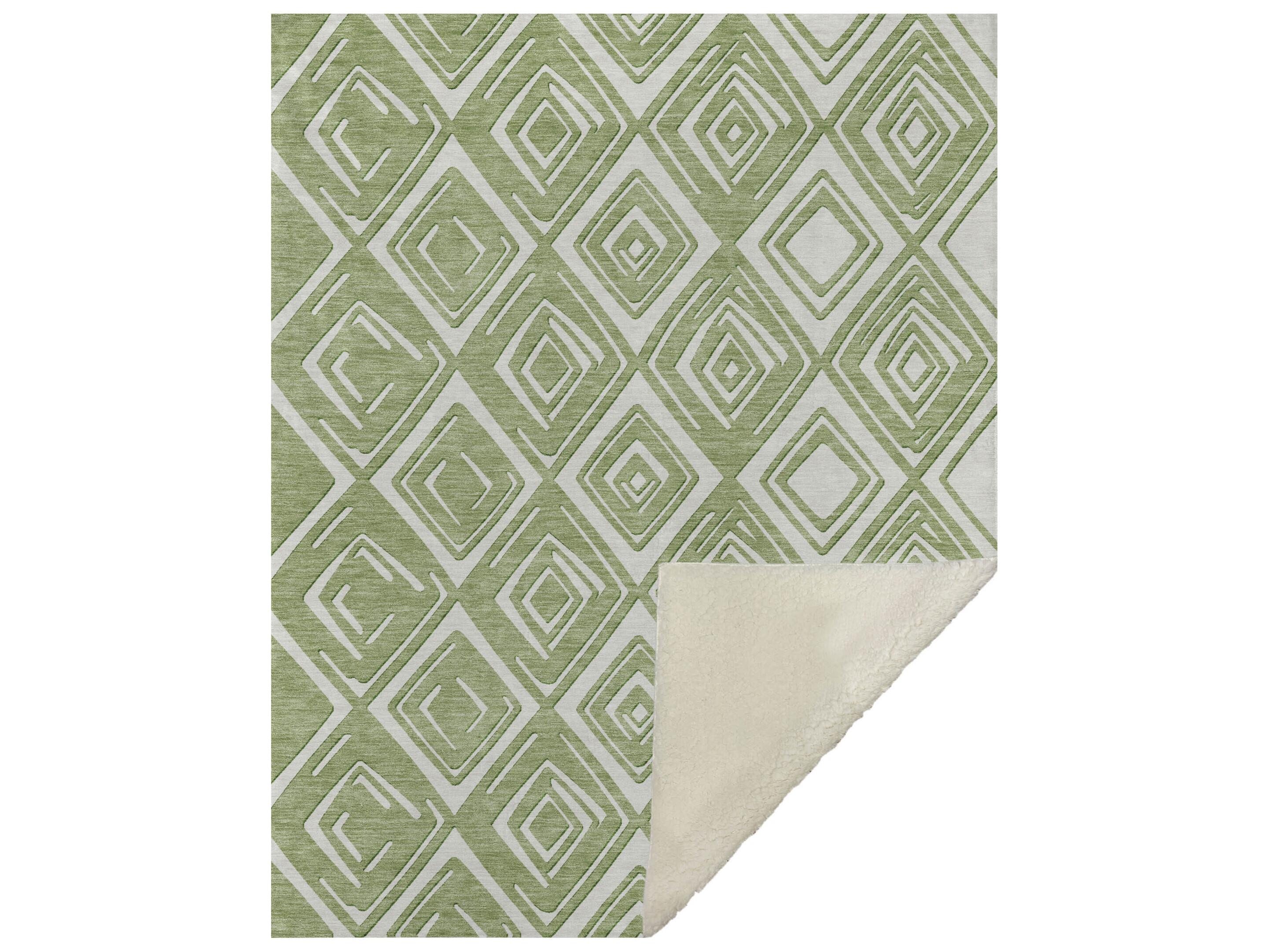 Dalyn Sherpa Green Polyester Throw