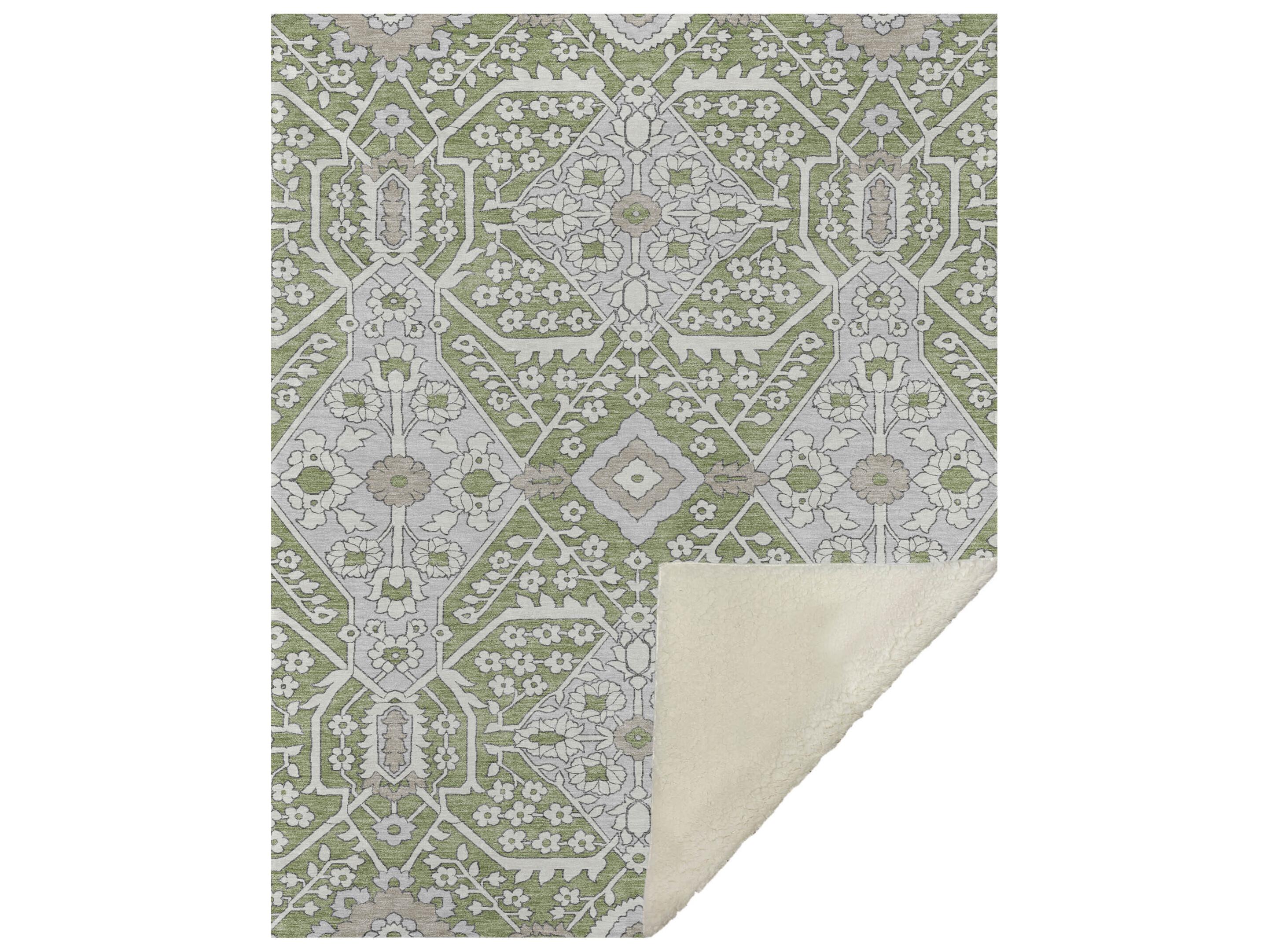 Dalyn Sherpa Green Polyester Throw