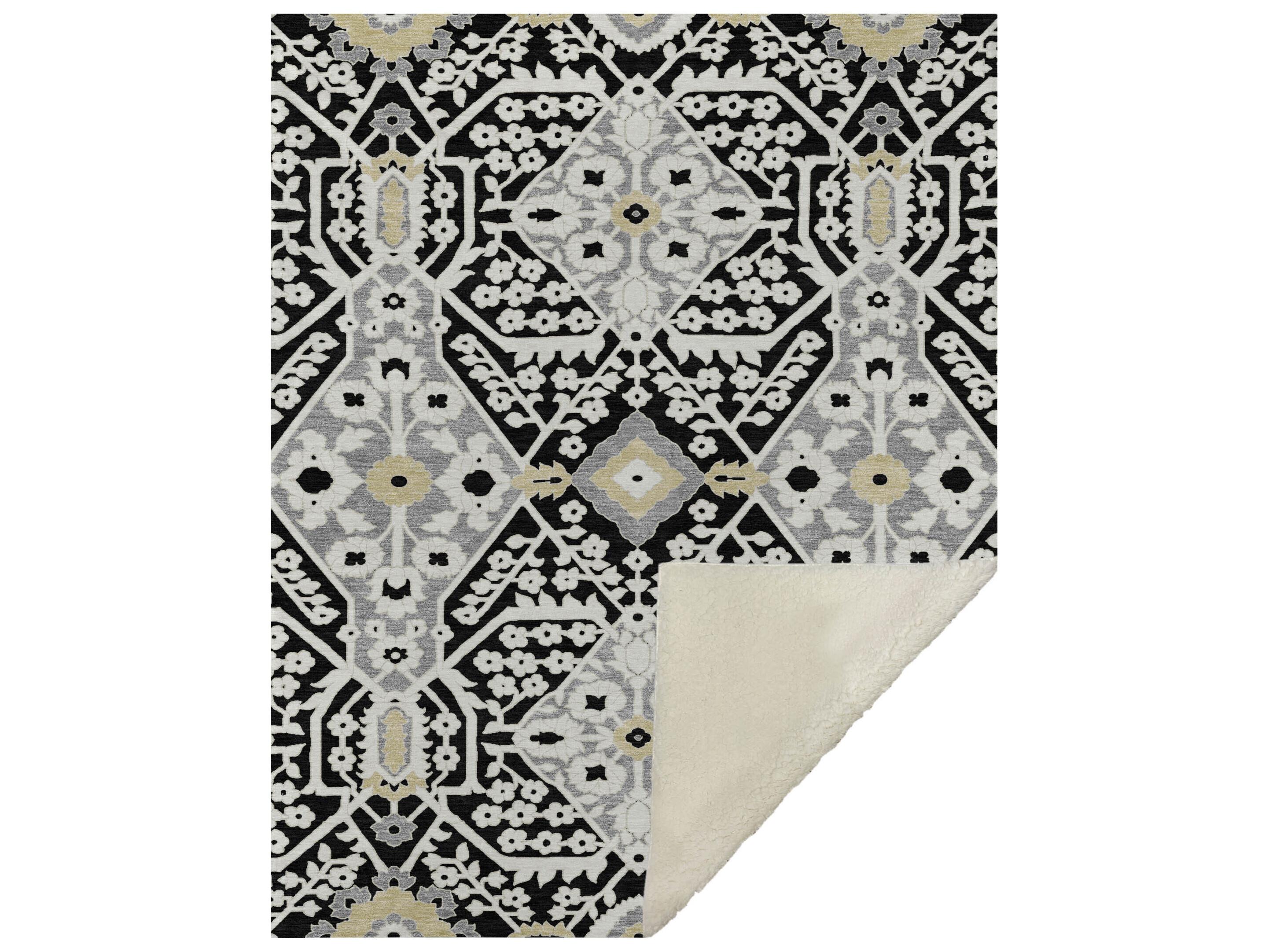 Dalyn Sherpa Black Polyester Throw