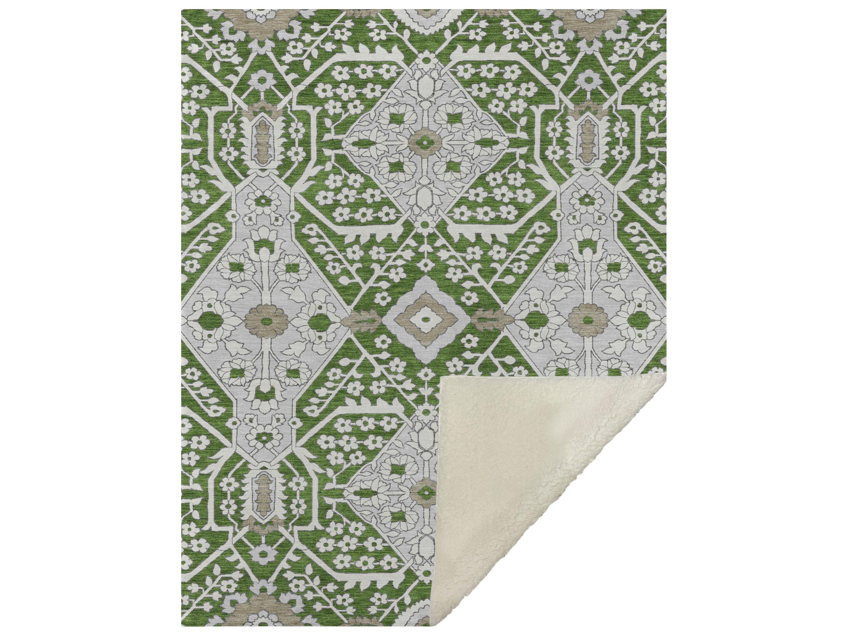 Dalyn Sherpa Green Polyester Throw