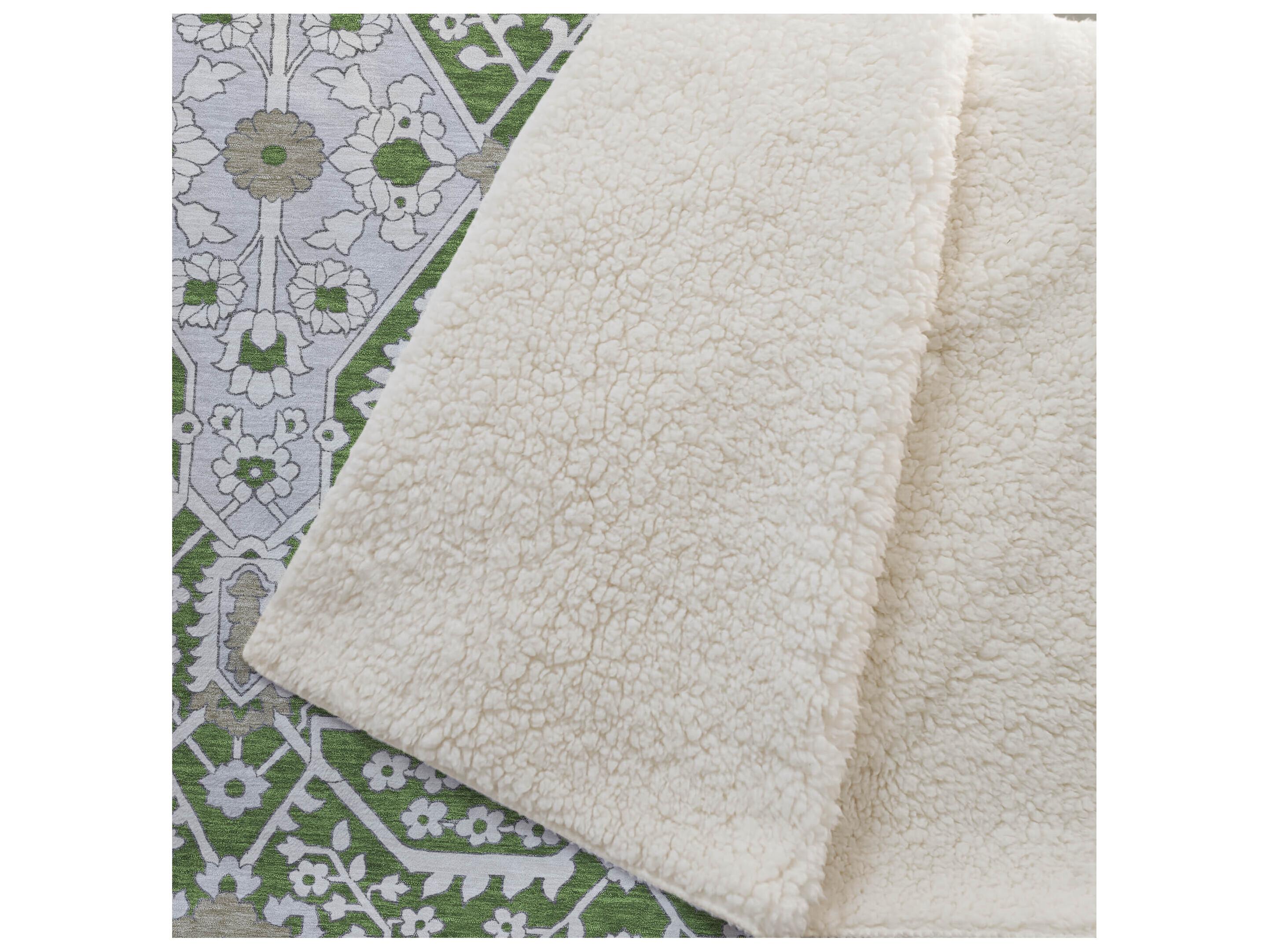 Dalyn Sherpa Green Polyester Throw